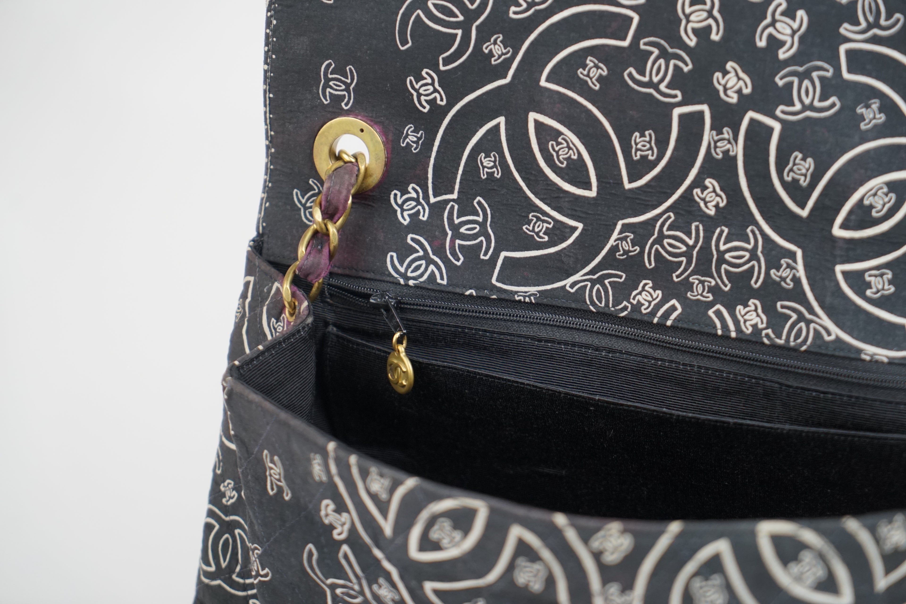 Chanel Bandana Printed Canvas and Rattan Bag, 2000's