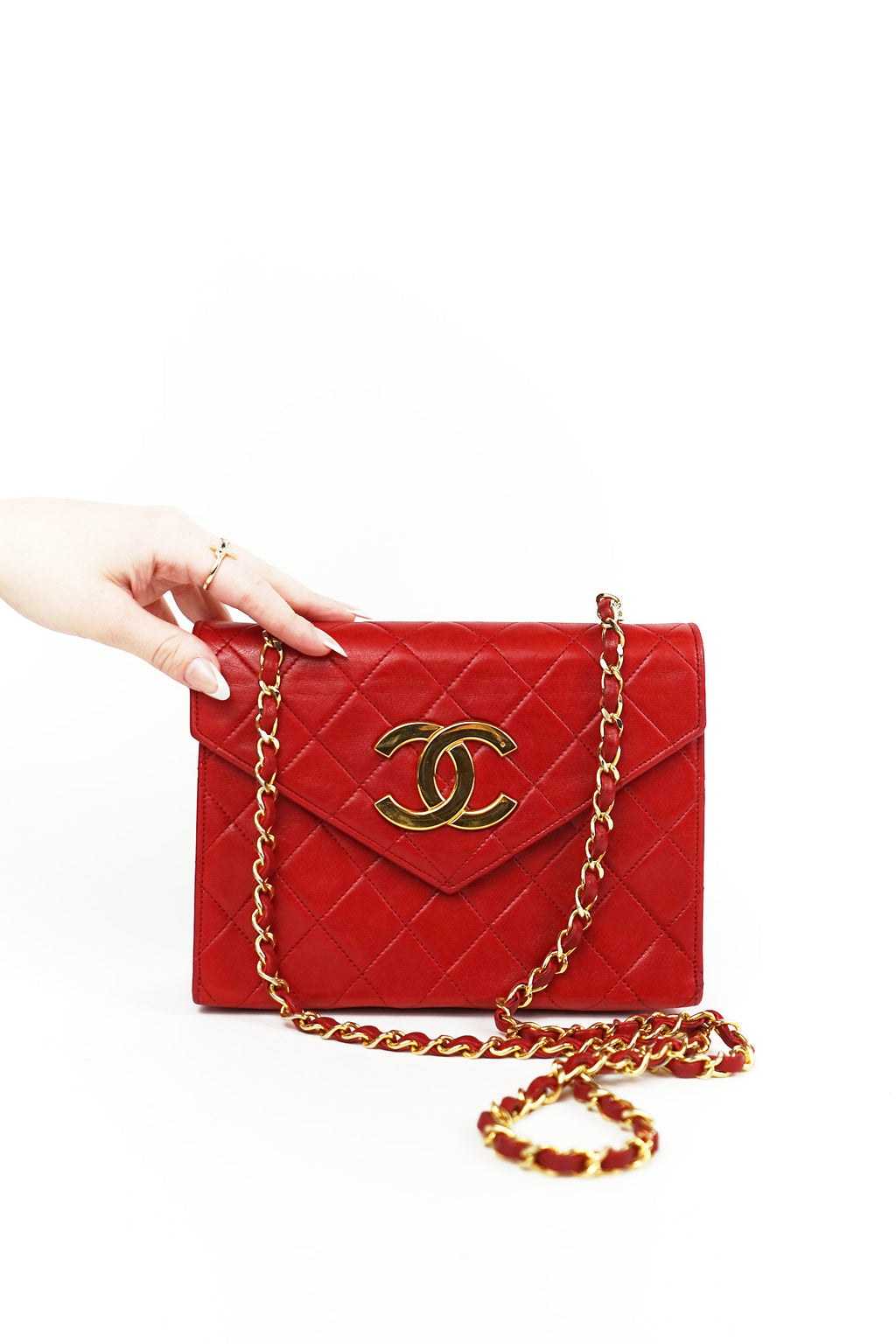 Chanel Red Lambskin CC Crossbody