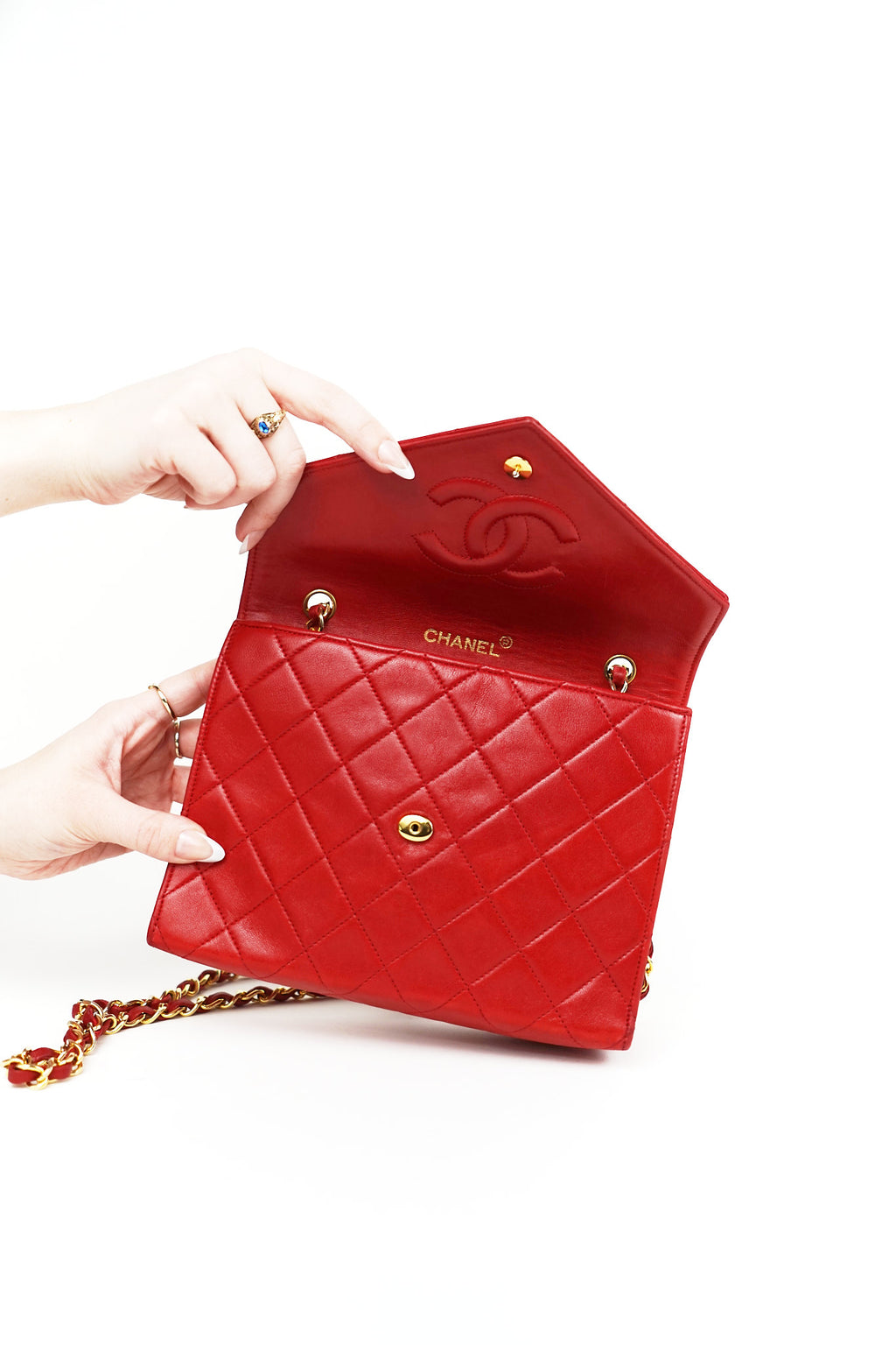 Chanel Red Lambskin CC Crossbody
