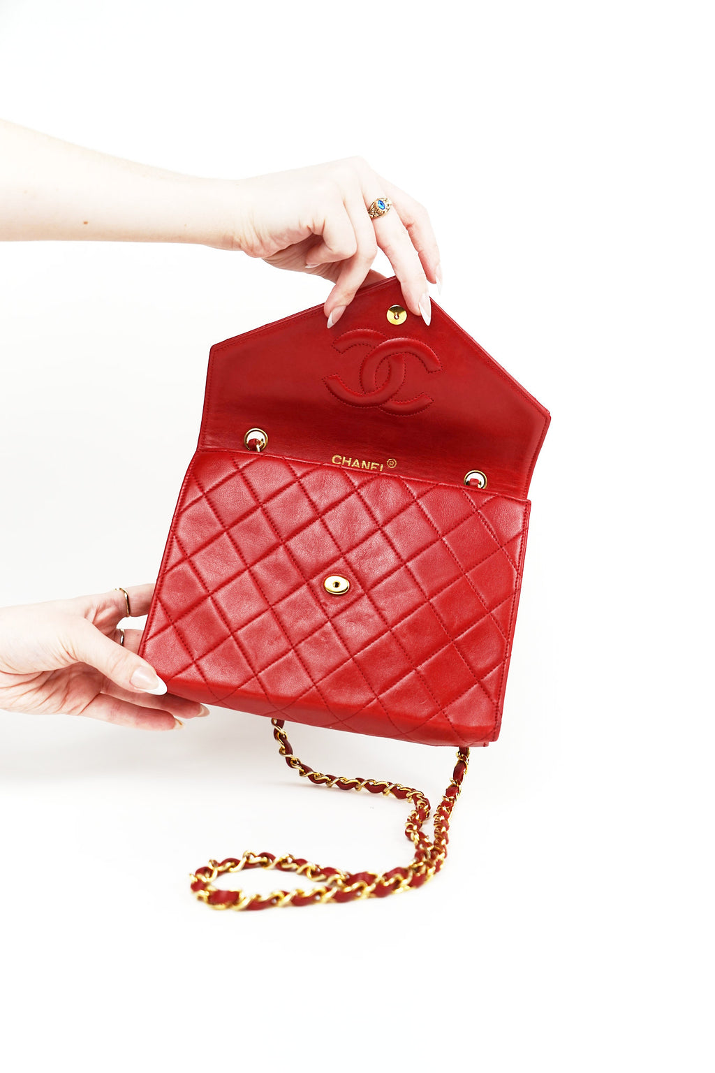 Chanel Red Lambskin CC Crossbody