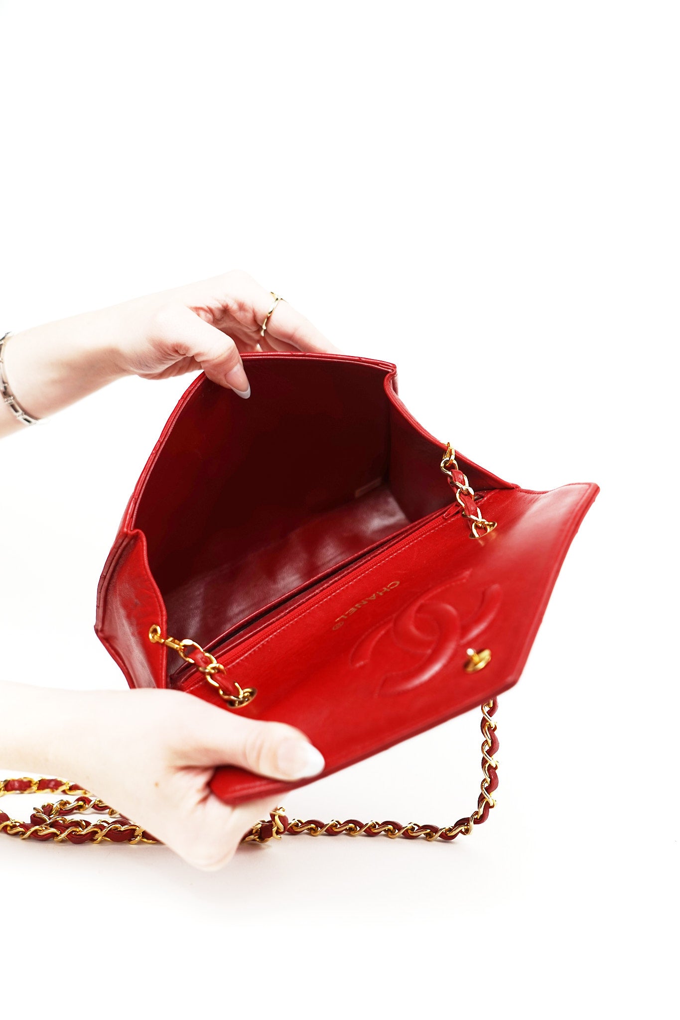 Chanel Red Lambskin CC Crossbody