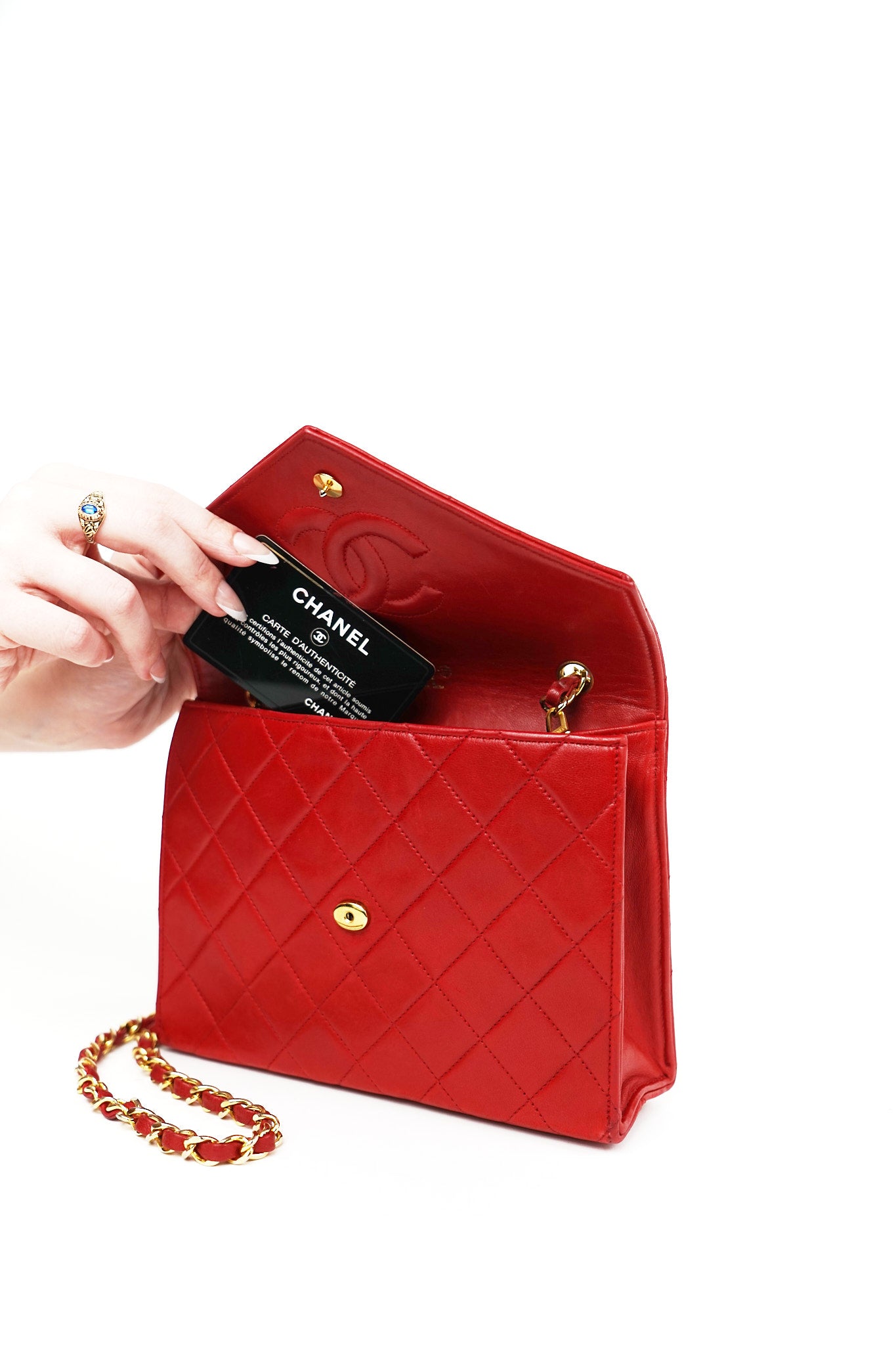 Chanel Red Lambskin CC Crossbody