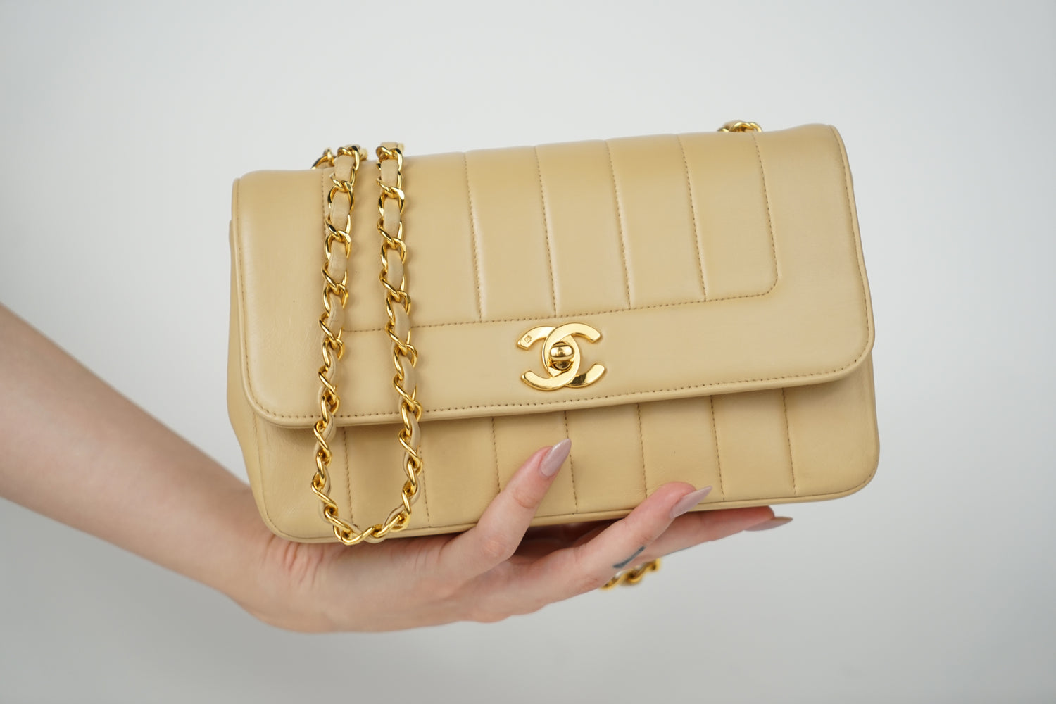 Vintage Chanel Tan Lambskin Mademoiselle Crossbody Bag