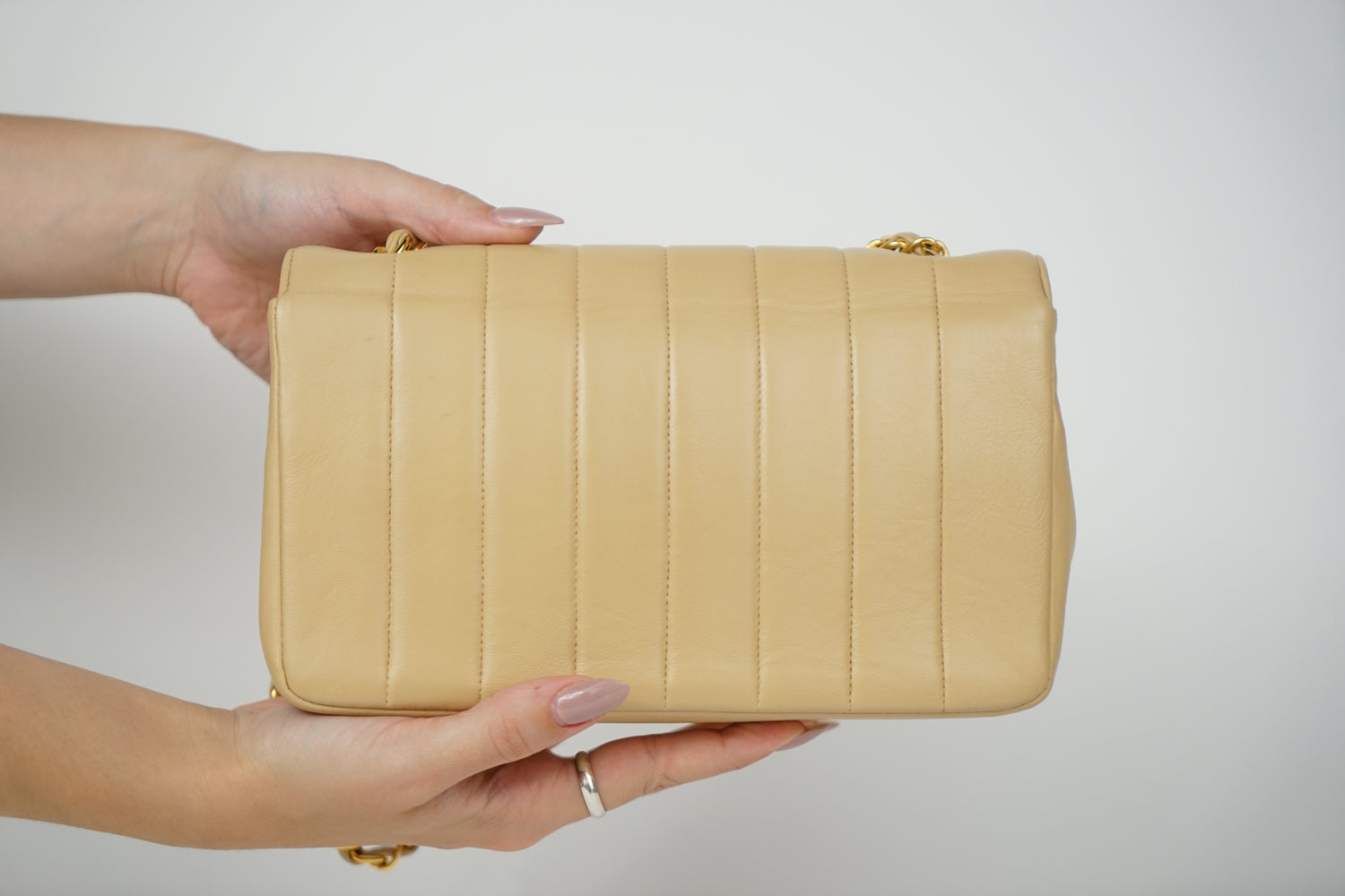 Vintage Chanel Tan Lambskin Mademoiselle Crossbody Bag