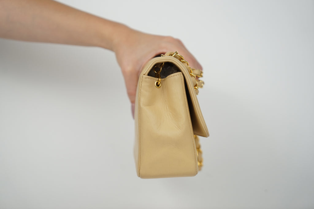 Vintage Chanel Tan Lambskin Mademoiselle Crossbody Bag