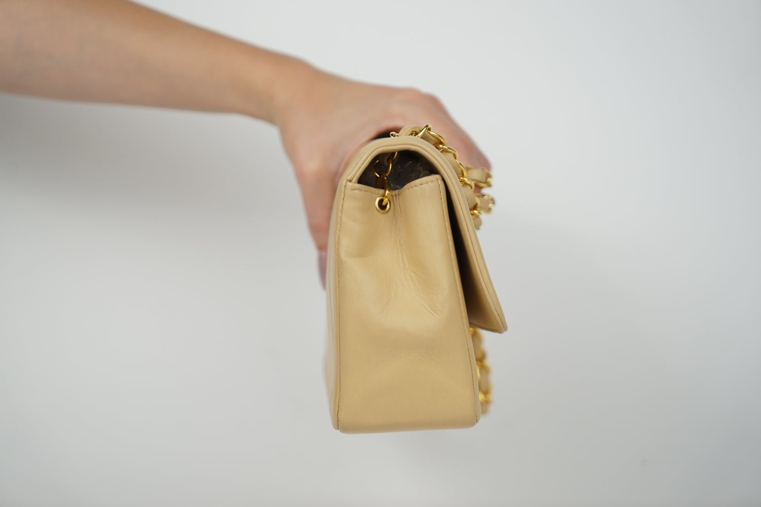 Vintage Chanel Tan Lambskin Mademoiselle Crossbody Bag