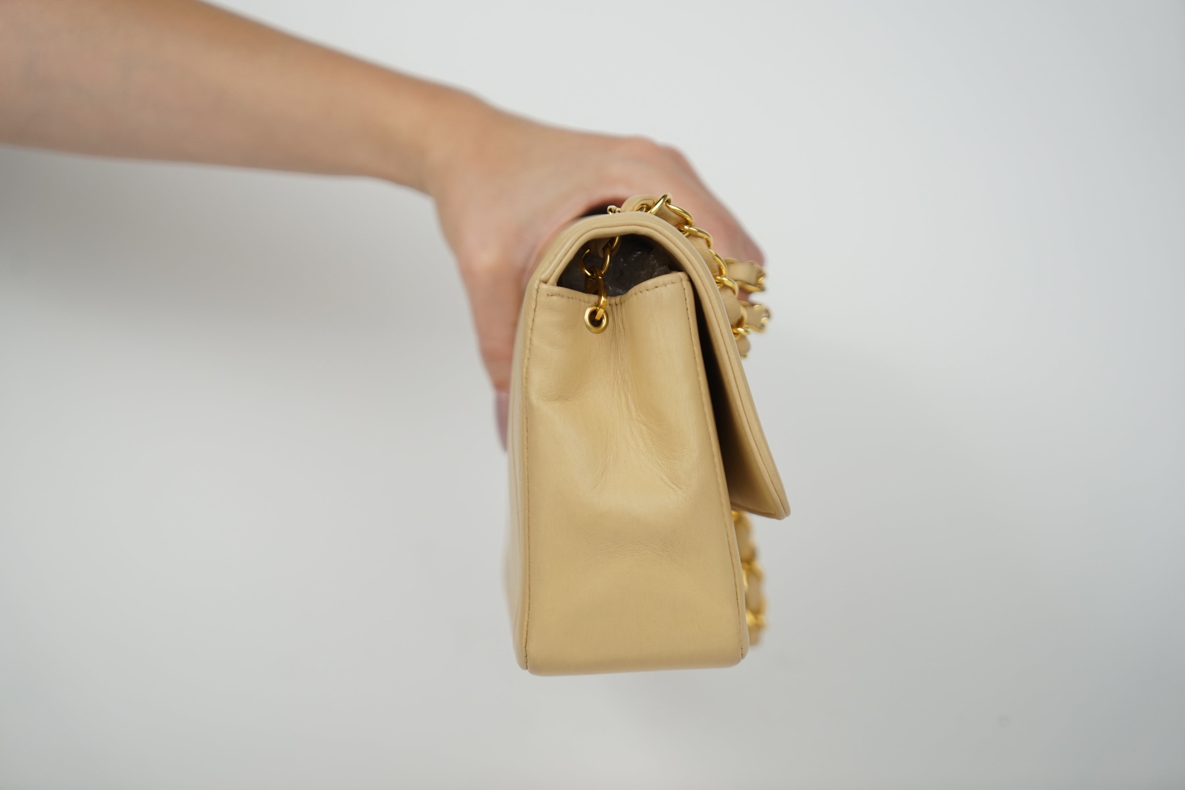 Vintage Chanel Tan Lambskin Mademoiselle Crossbody Bag
