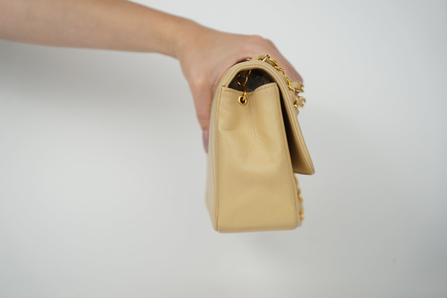 Vintage Chanel Tan Lambskin Mademoiselle Crossbody Bag