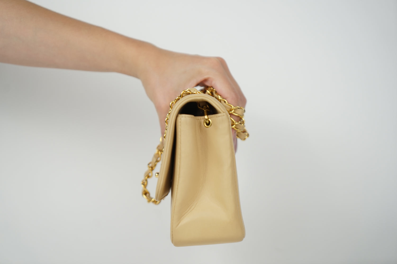Vintage Chanel Tan Lambskin Mademoiselle Crossbody Bag