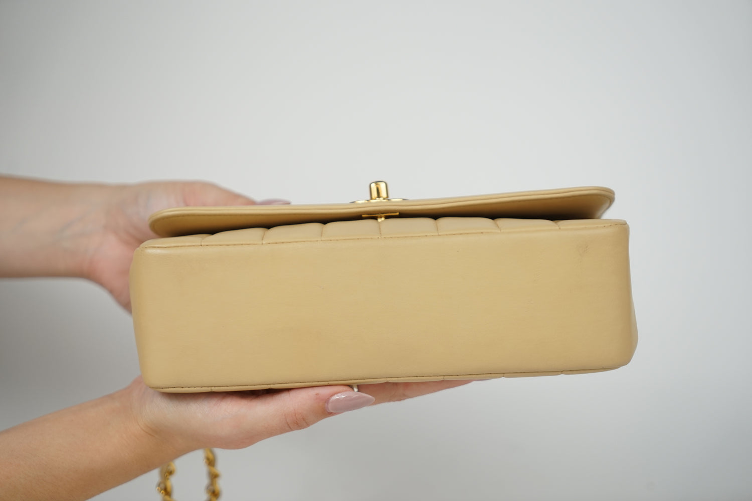 Vintage Chanel Tan Lambskin Mademoiselle Crossbody Bag