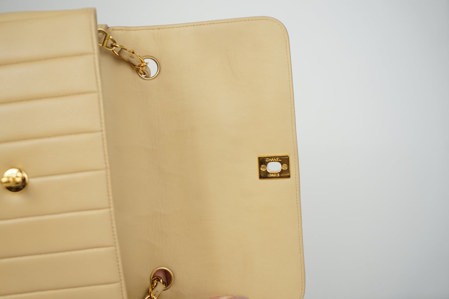 Vintage Chanel Tan Lambskin Mademoiselle Crossbody Bag
