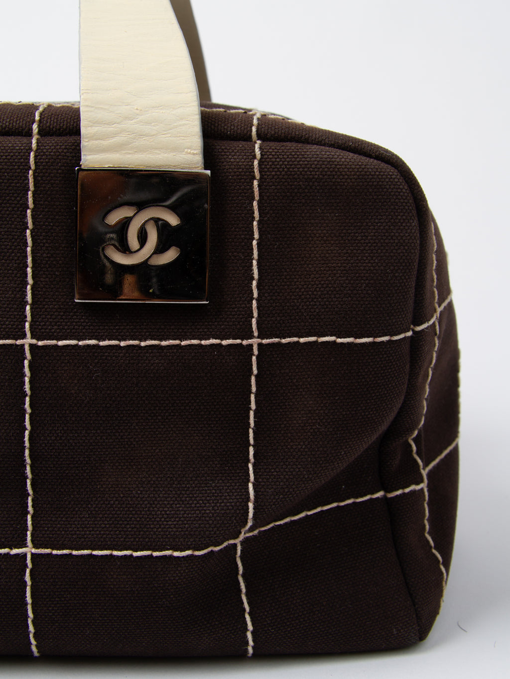Vintage Chanel Black Square Stitch Boston Bag