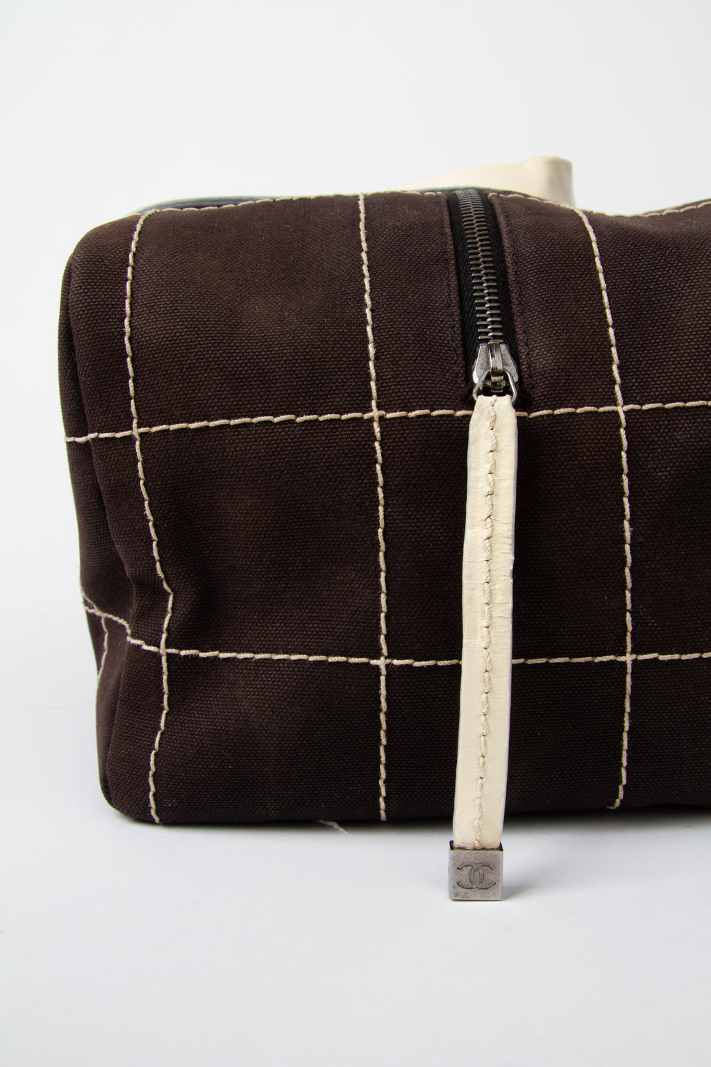 Vintage Chanel Black Square Stitch Boston Bag