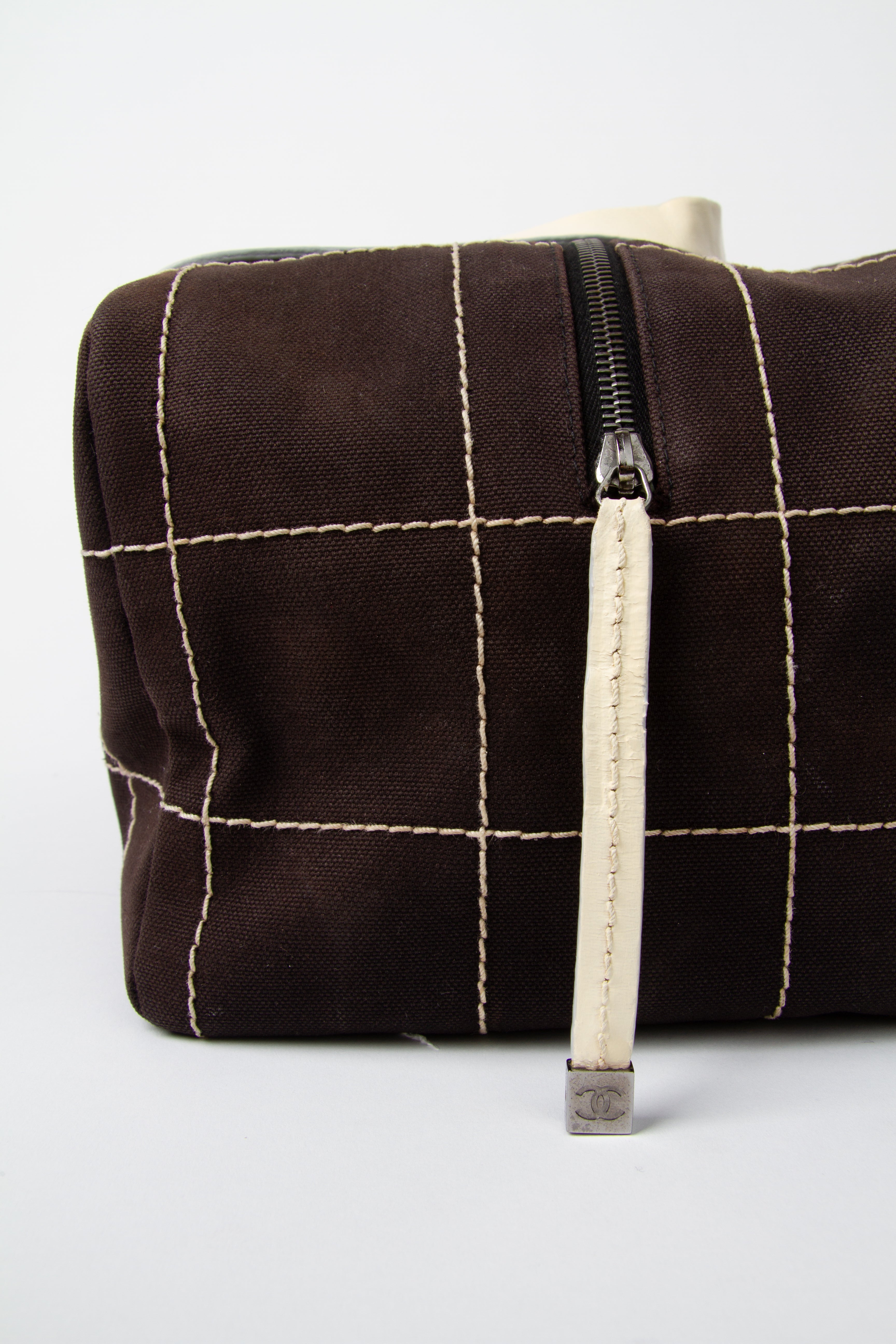Vintage Chanel Black Square Stitch Boston Bag