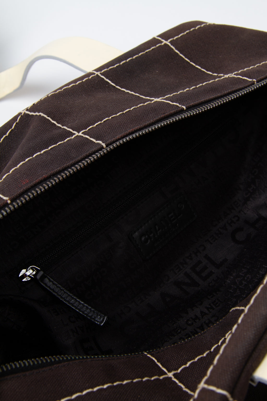 Vintage Chanel Black Square Stitch Boston Bag