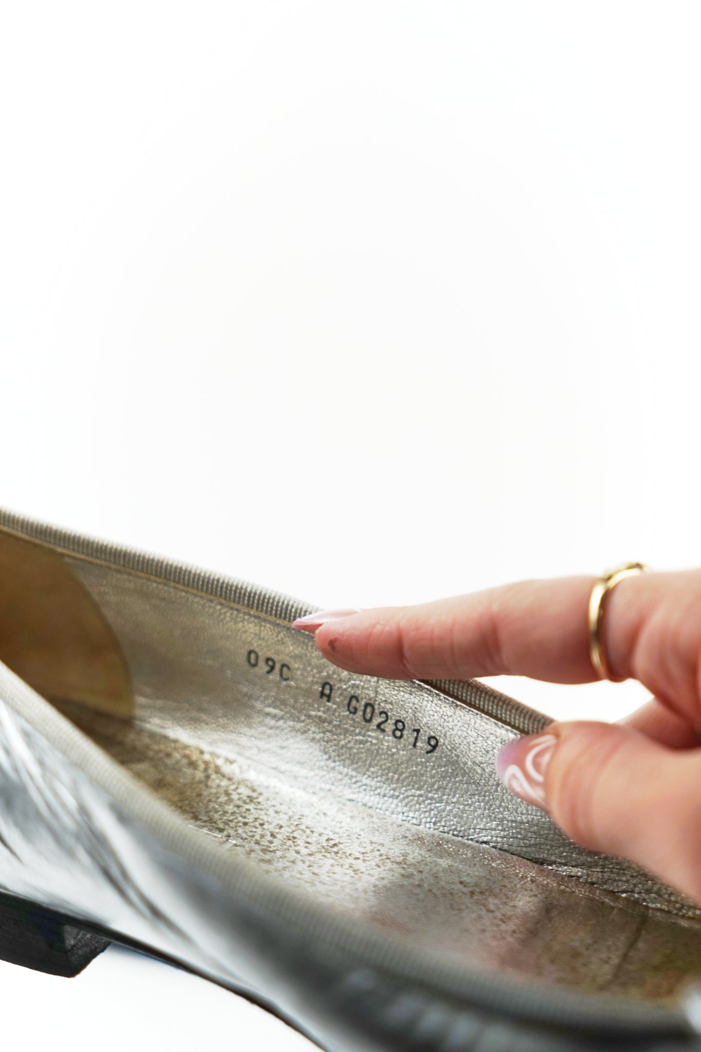 Chanel Silver and Black Leather Cap Toe Flats, FR 39.5