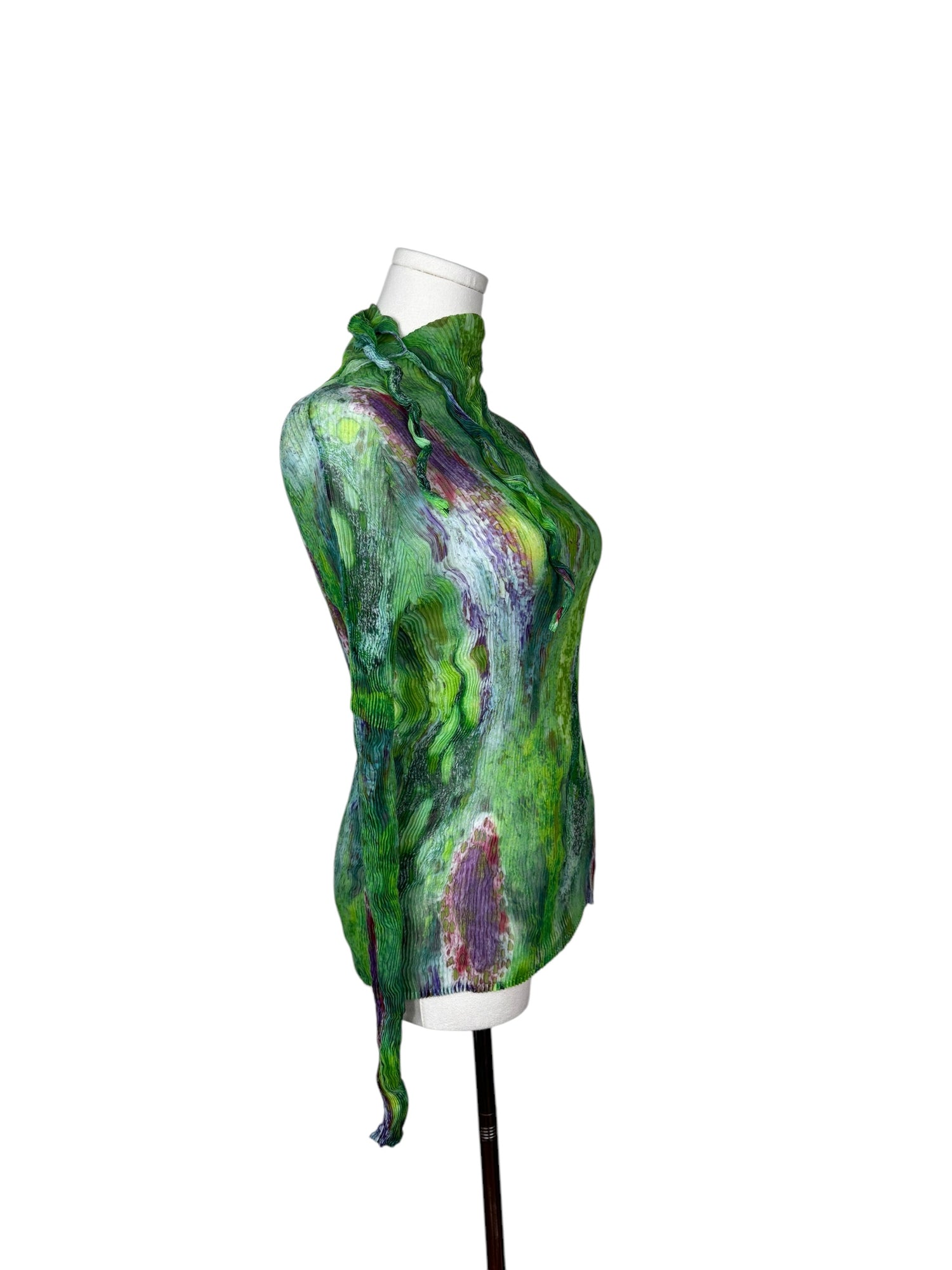 Issey Miyake Chiffon Green/Multicolor Top