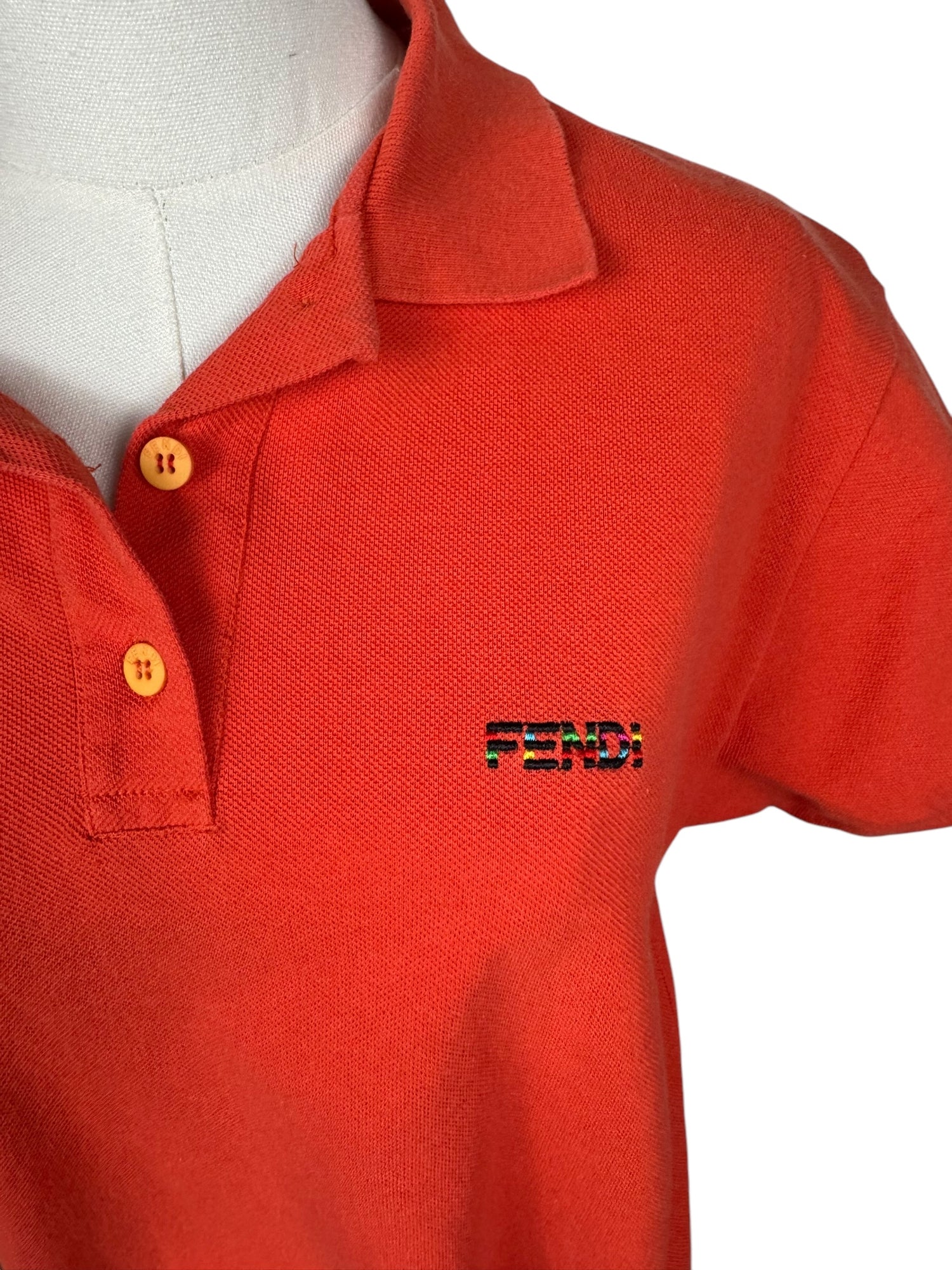 Fendi Logo Coral Short Sleeve Polo