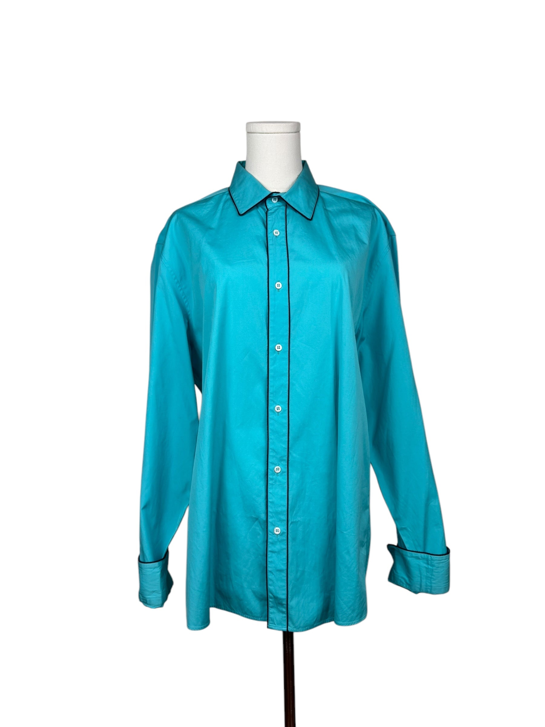 Gucci Tom Ford Blue Button Up w/ Black Piping