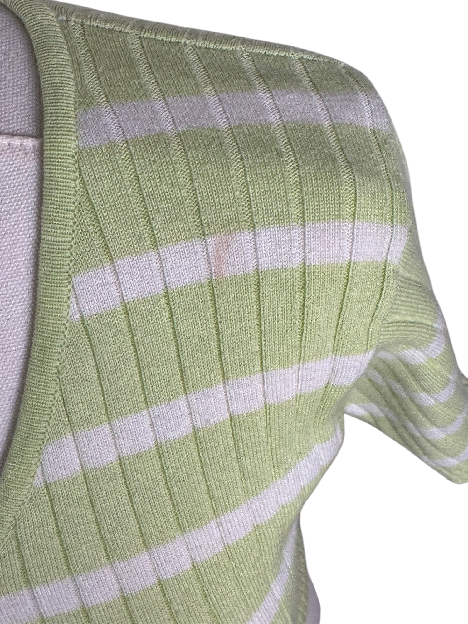 Courreges Green & White Striped Knit Tee