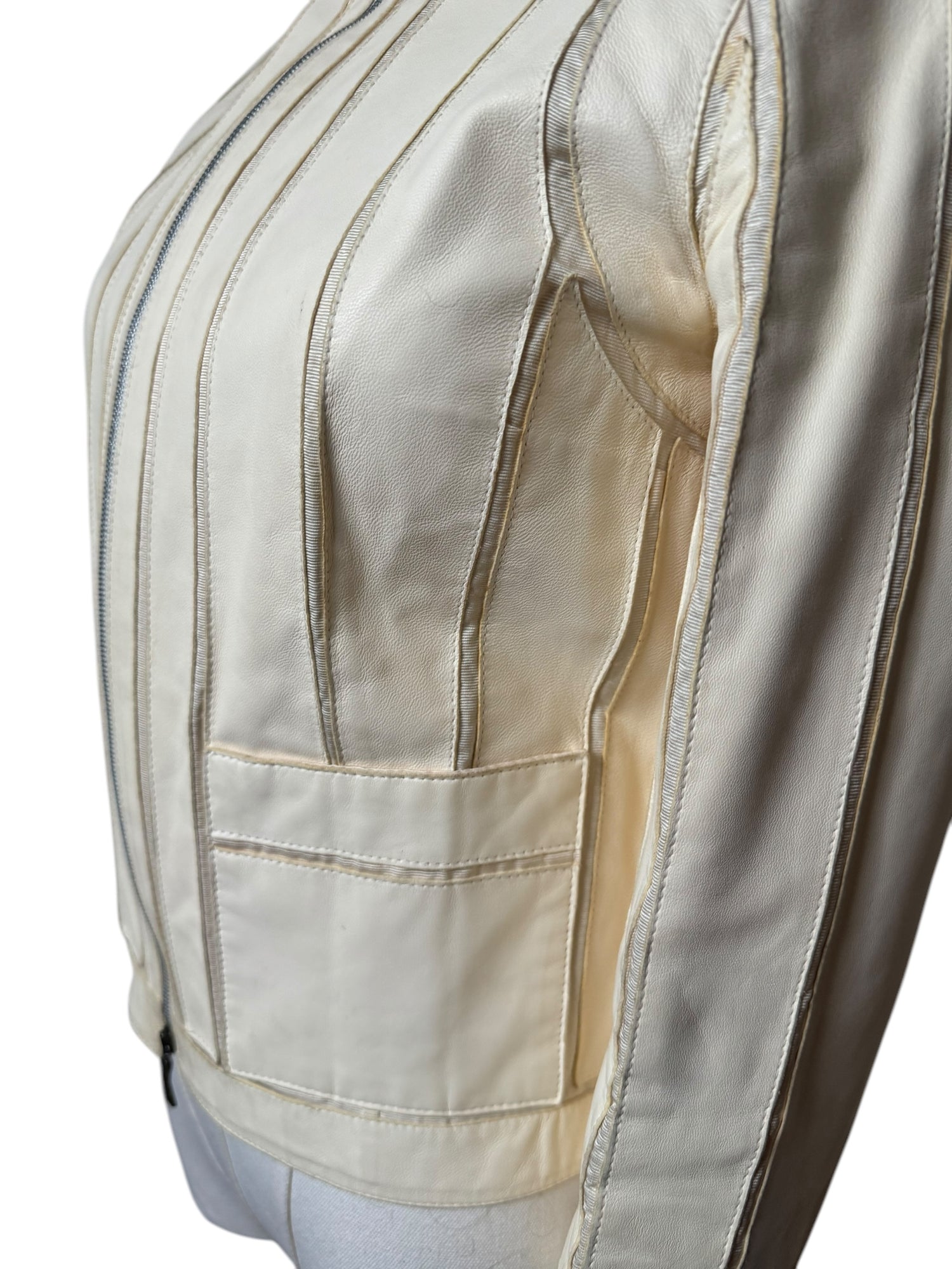 90s Loewe White Paneled Leather Jacket