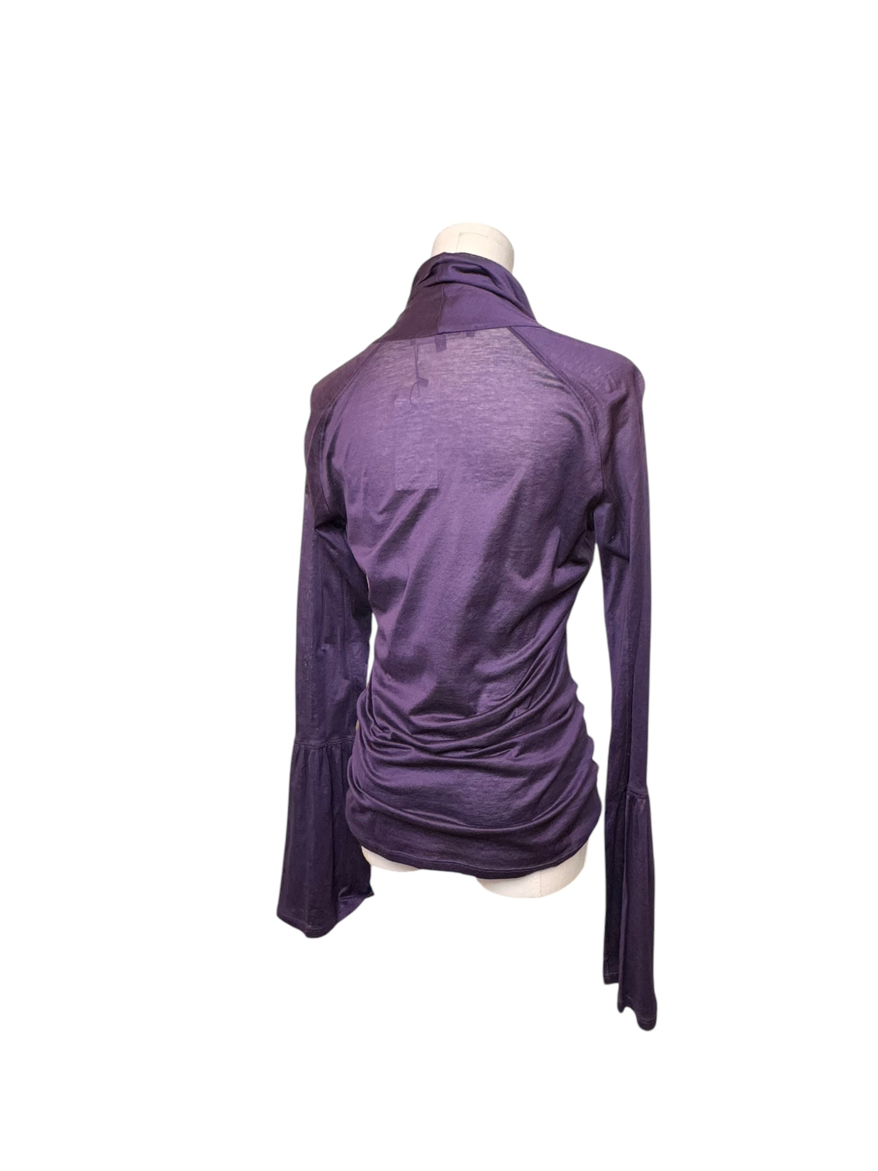 Gucci Purple Brooch Long Sleeve Top