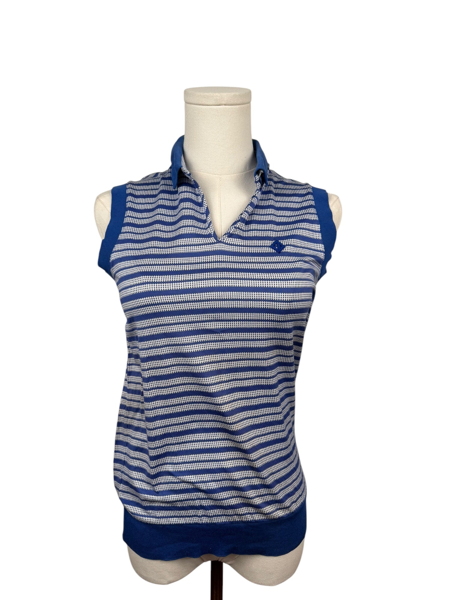 Christian Dior Sports Blue Striped Polo Top