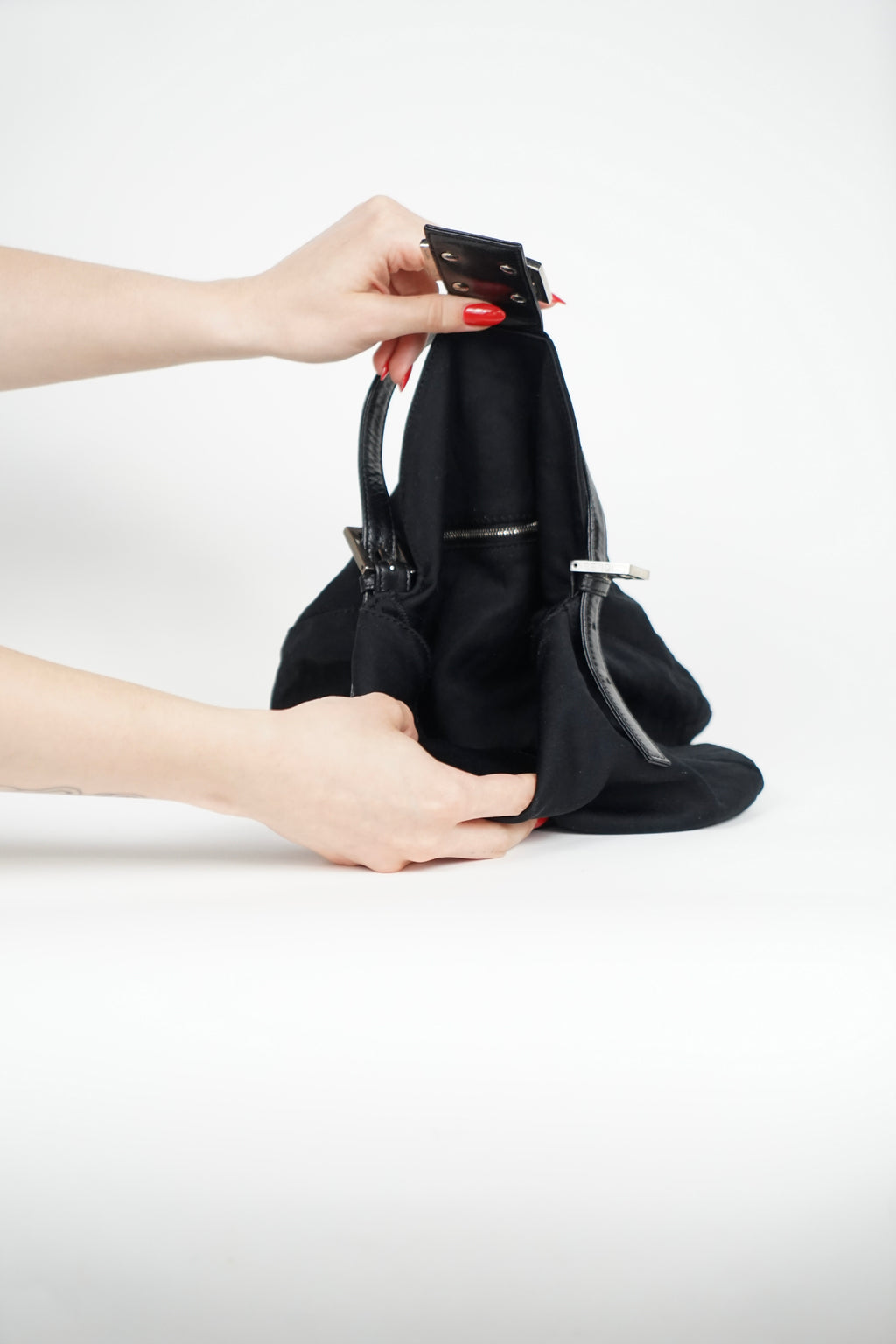 Vintage Fendi Black Nylon Mama Baguette