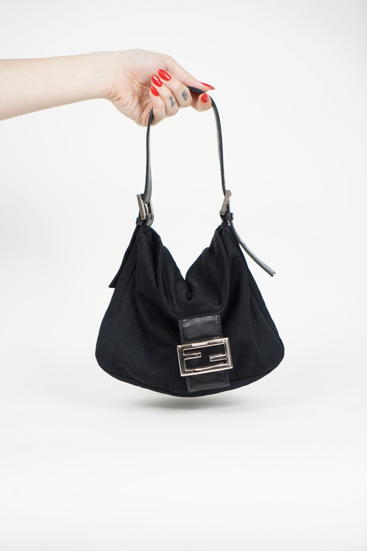 Vintage Fendi Black Nylon Mama Baguette