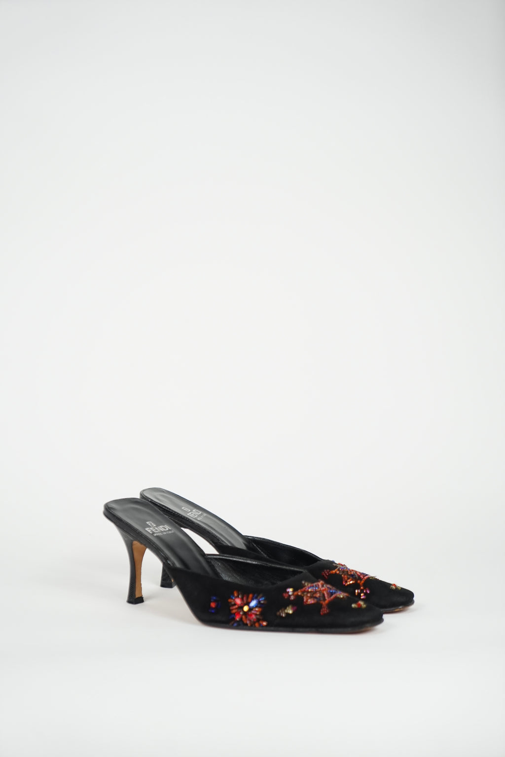 Fendi Black Beaded Mules, 38 IT