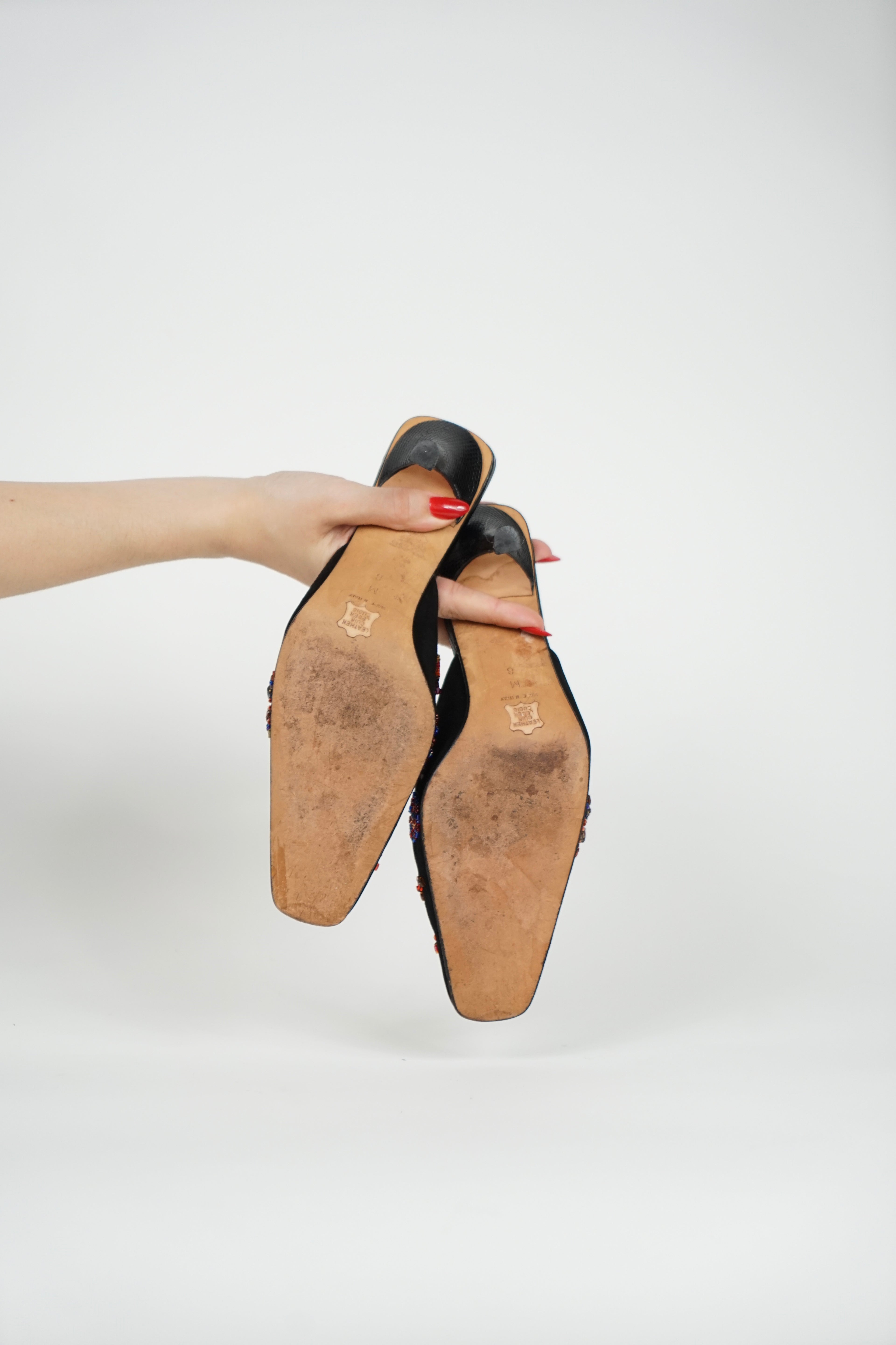 Fendi Black Beaded Mules, 38 IT