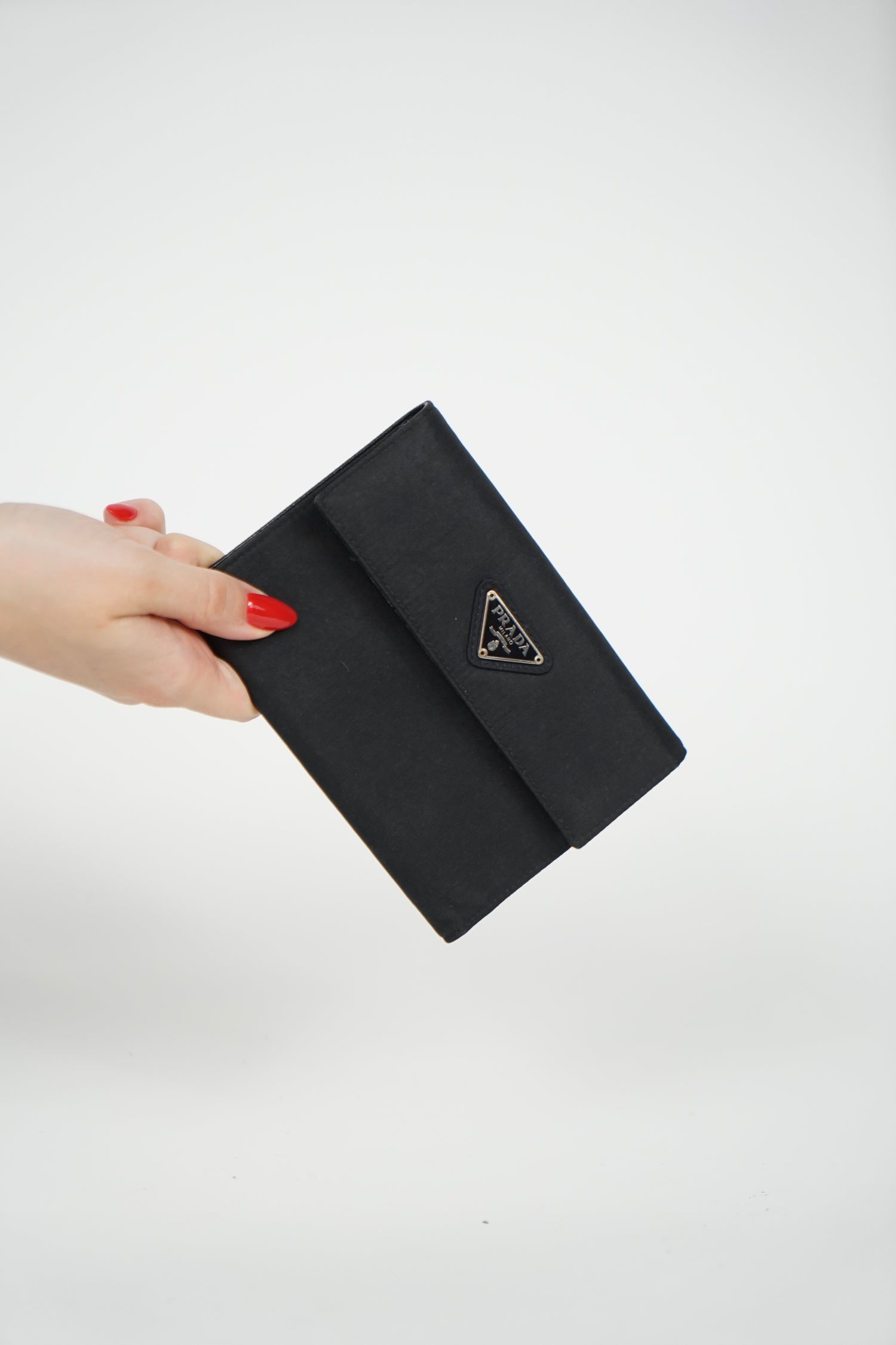 Prada Nylon Black Logo Triangle Wallet