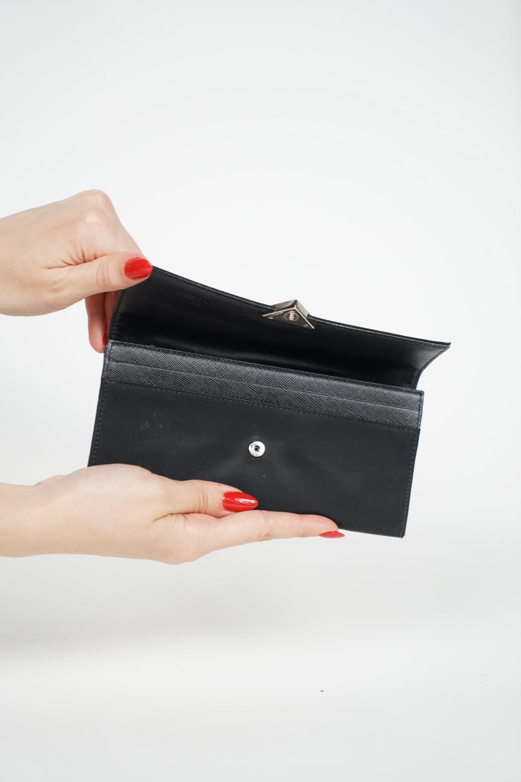 Prada Tessuto Nylon Continental Logo Triangle Wallet