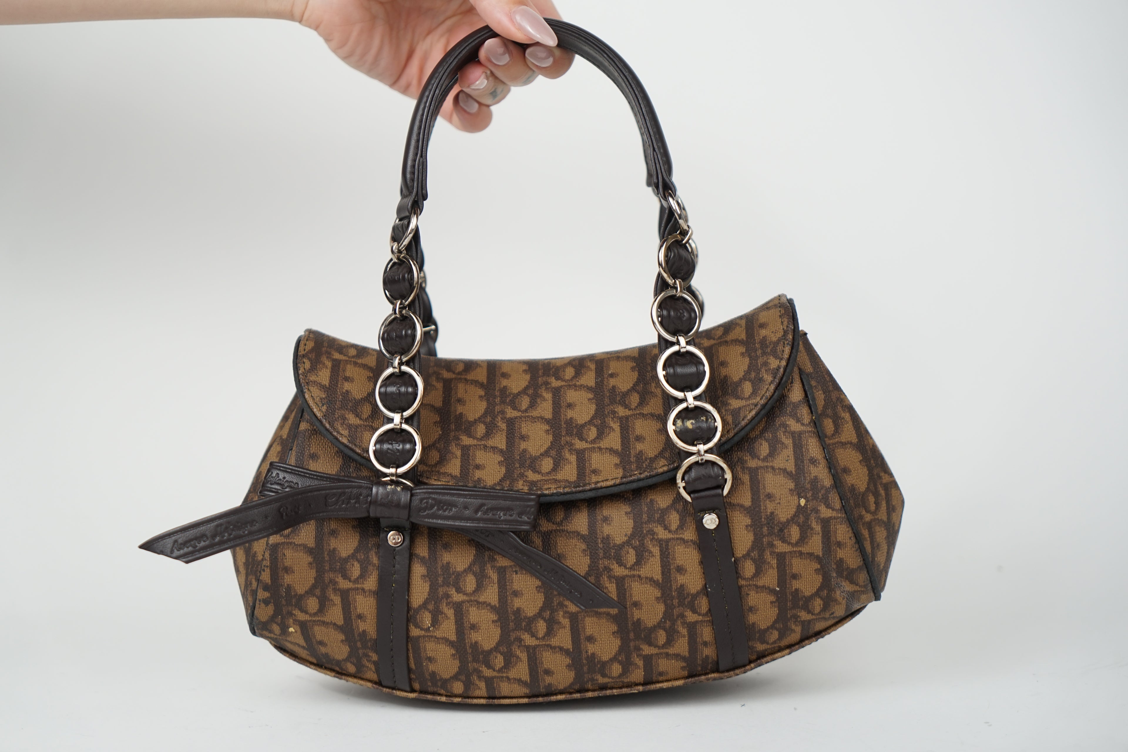 2007 Dior Brown Trotter Romantique Shoulder Bag