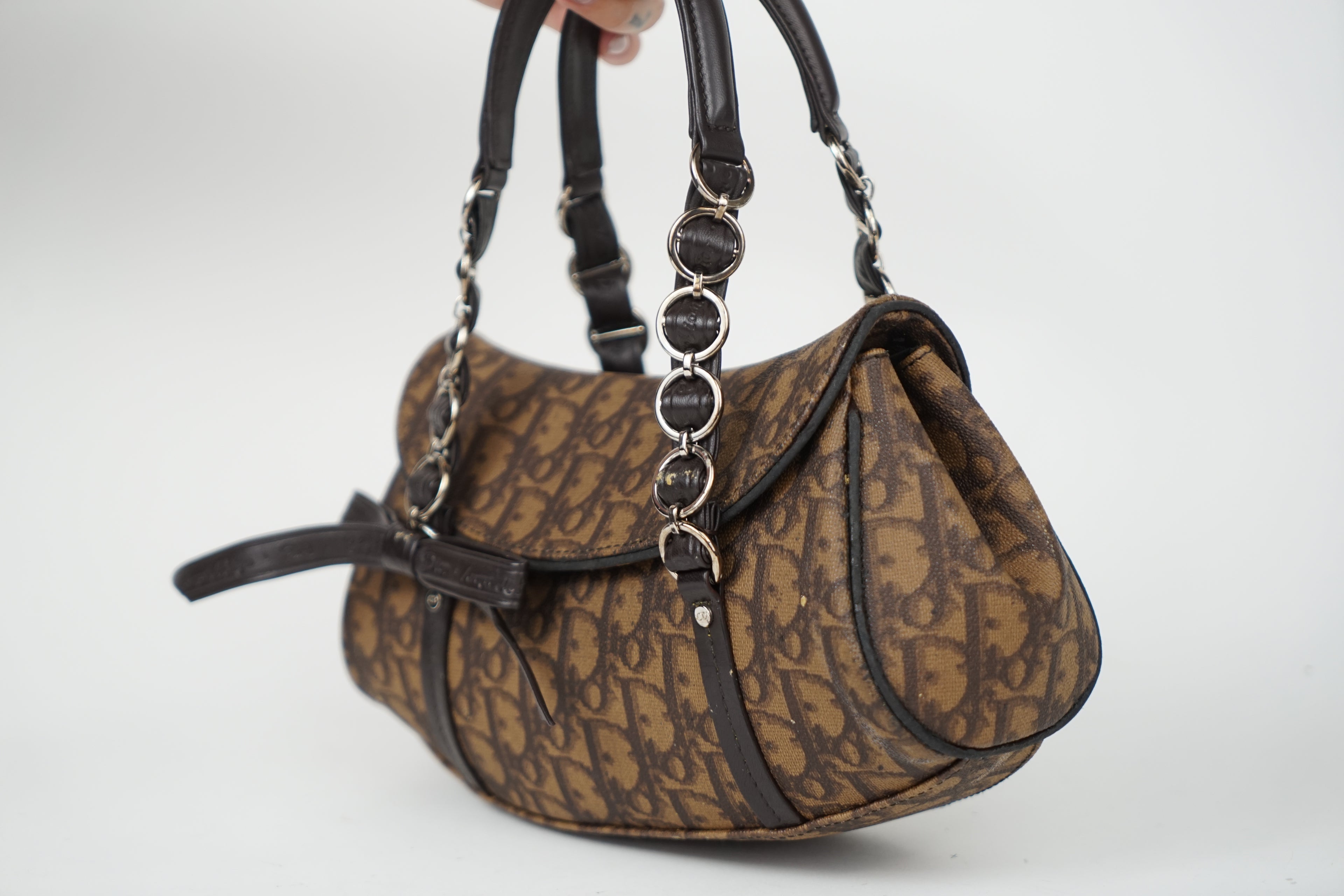2007 Dior Brown Trotter Romantique Shoulder Bag
