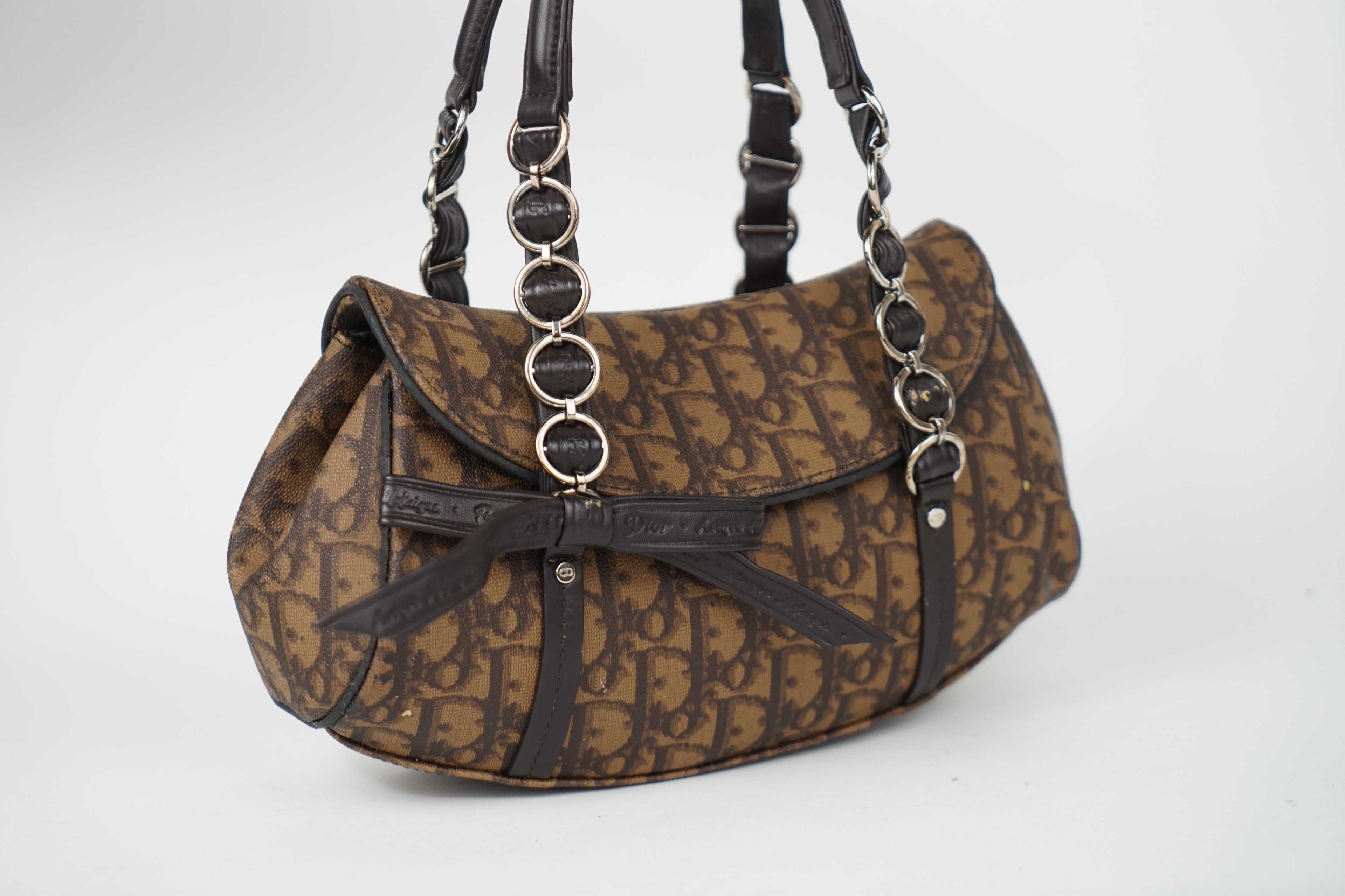 2007 Dior Brown Trotter Romantique Shoulder Bag