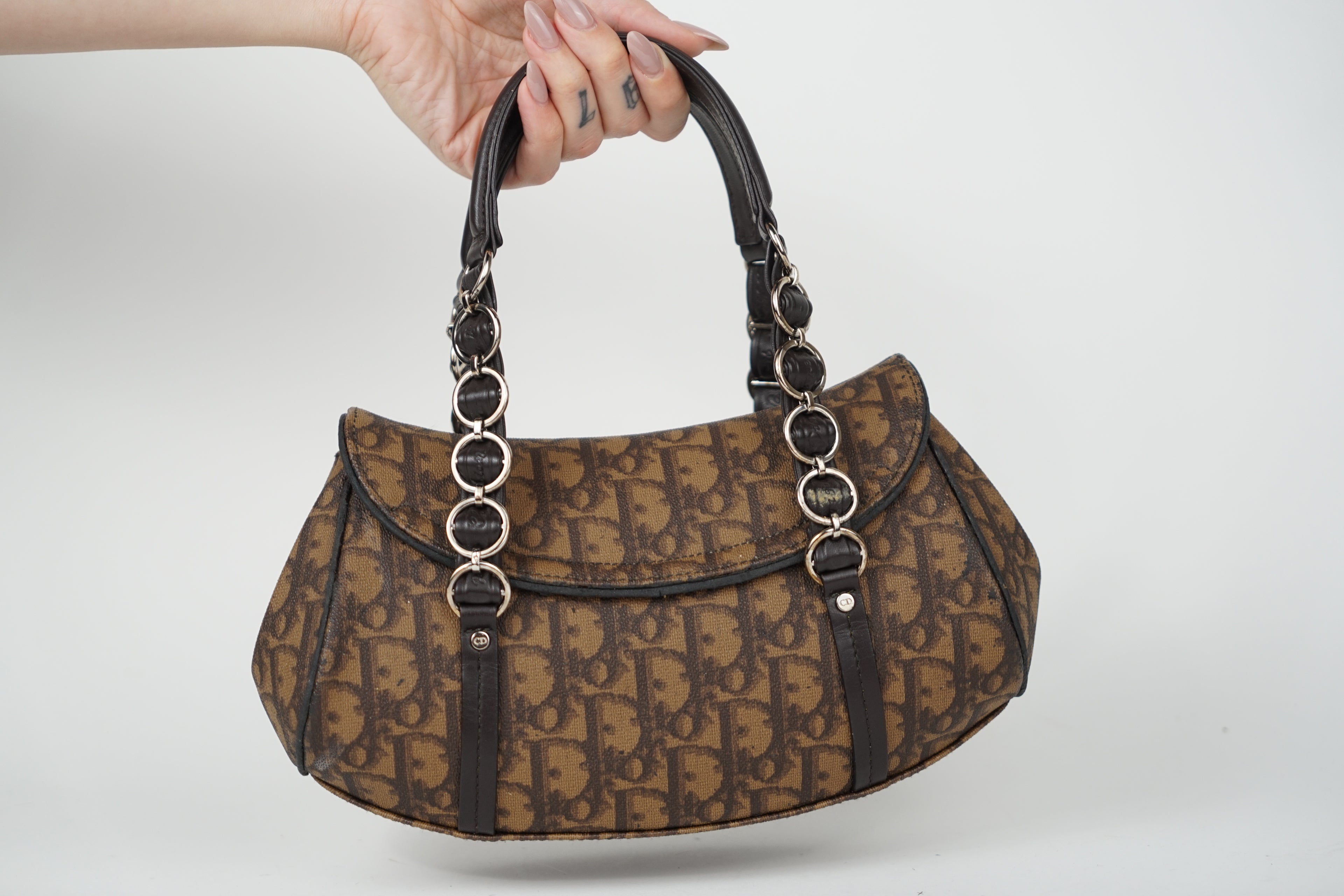 2007 Dior Brown Trotter Romantique Shoulder Bag