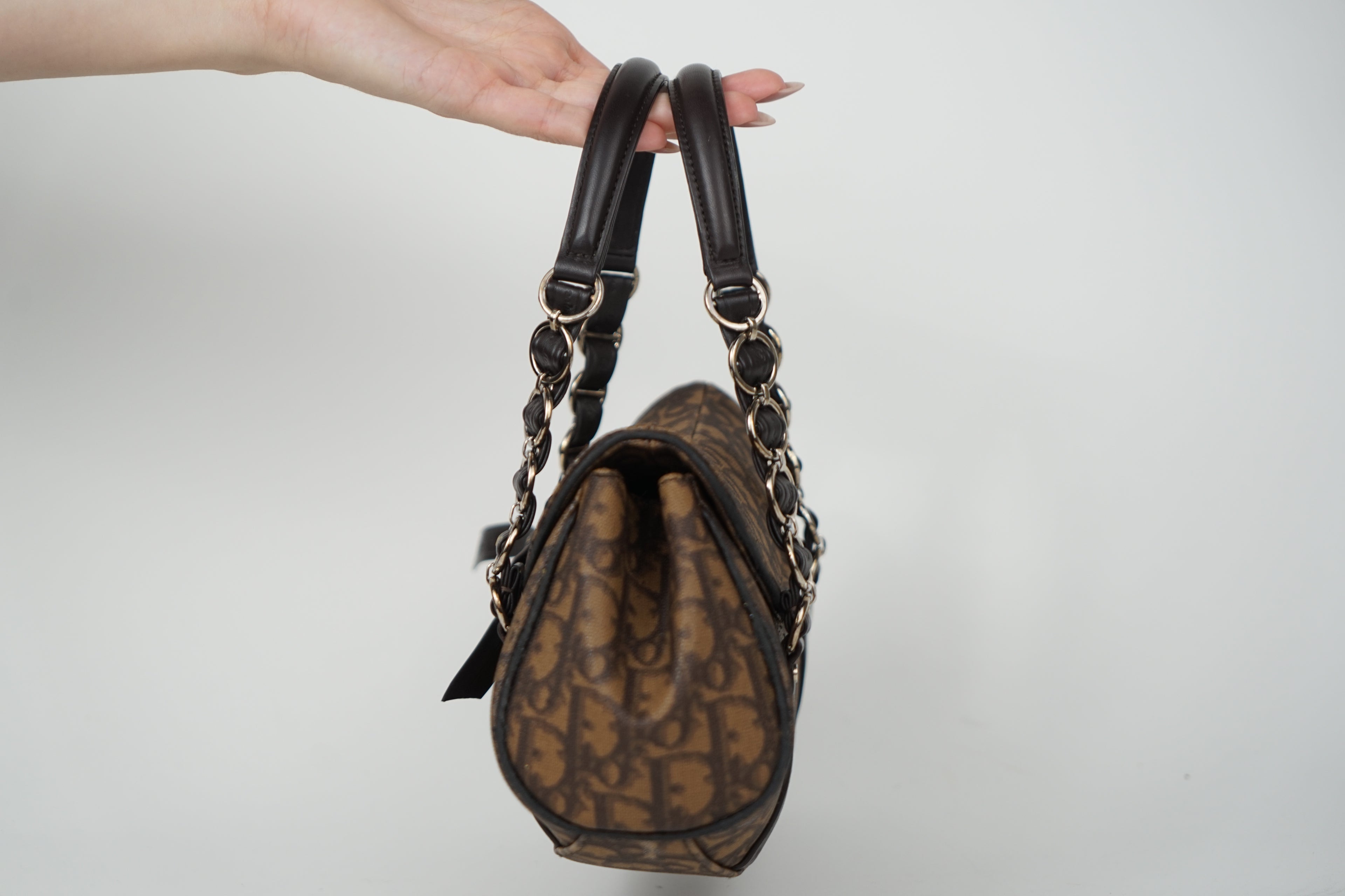 2007 Dior Brown Trotter Romantique Shoulder Bag