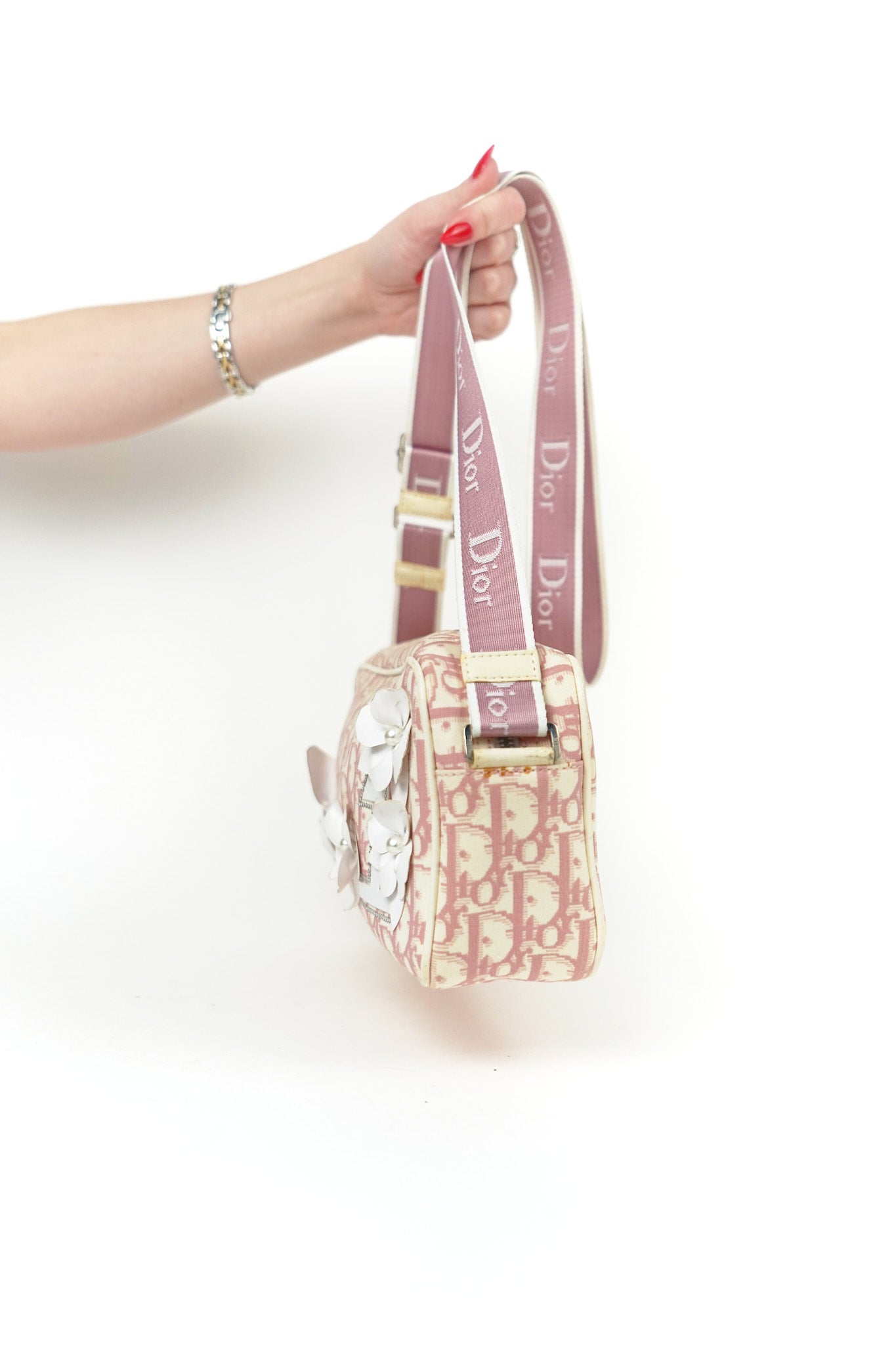 Dior Pink Rhinestone Flower Crossbody Bag