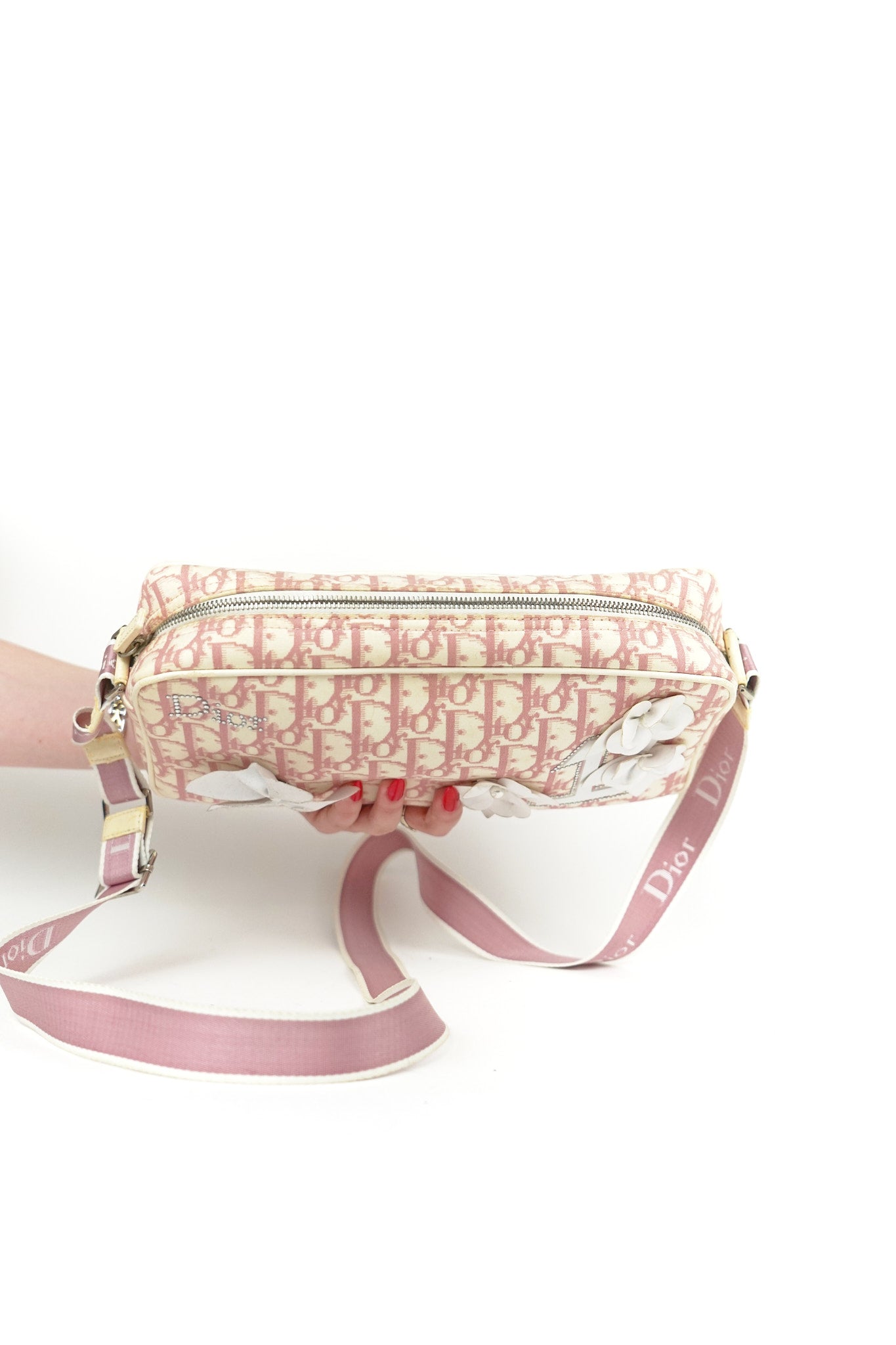 Dior Pink Rhinestone Flower Crossbody Bag