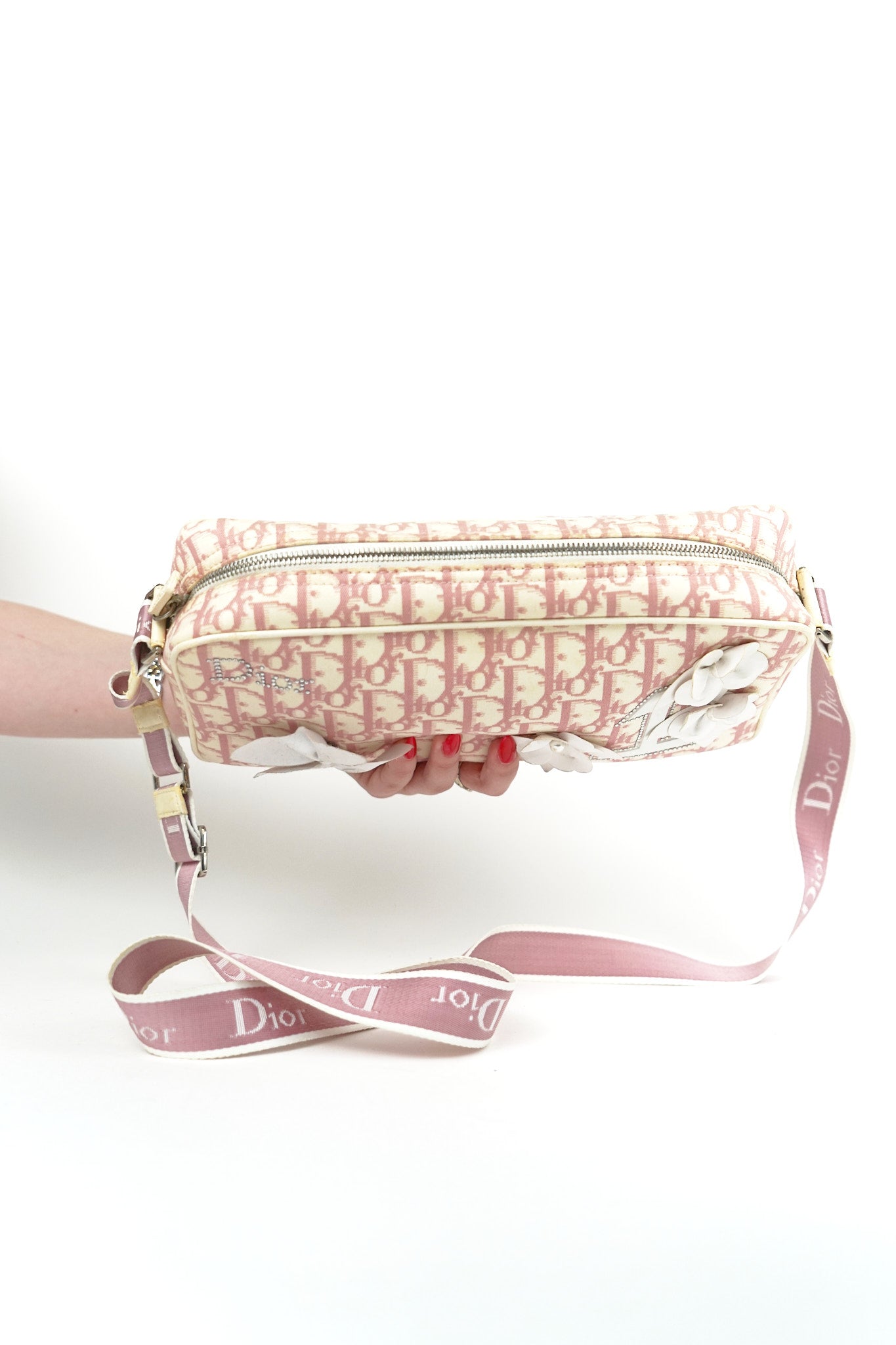 Dior Pink Rhinestone Flower Crossbody Bag