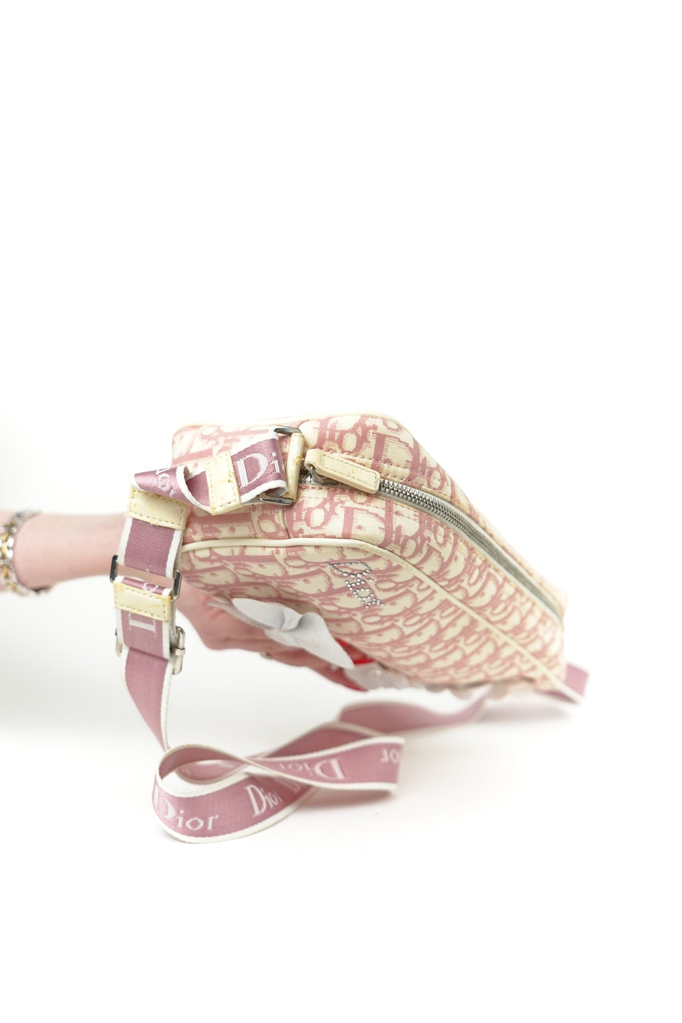 Dior Pink Rhinestone Flower Crossbody Bag