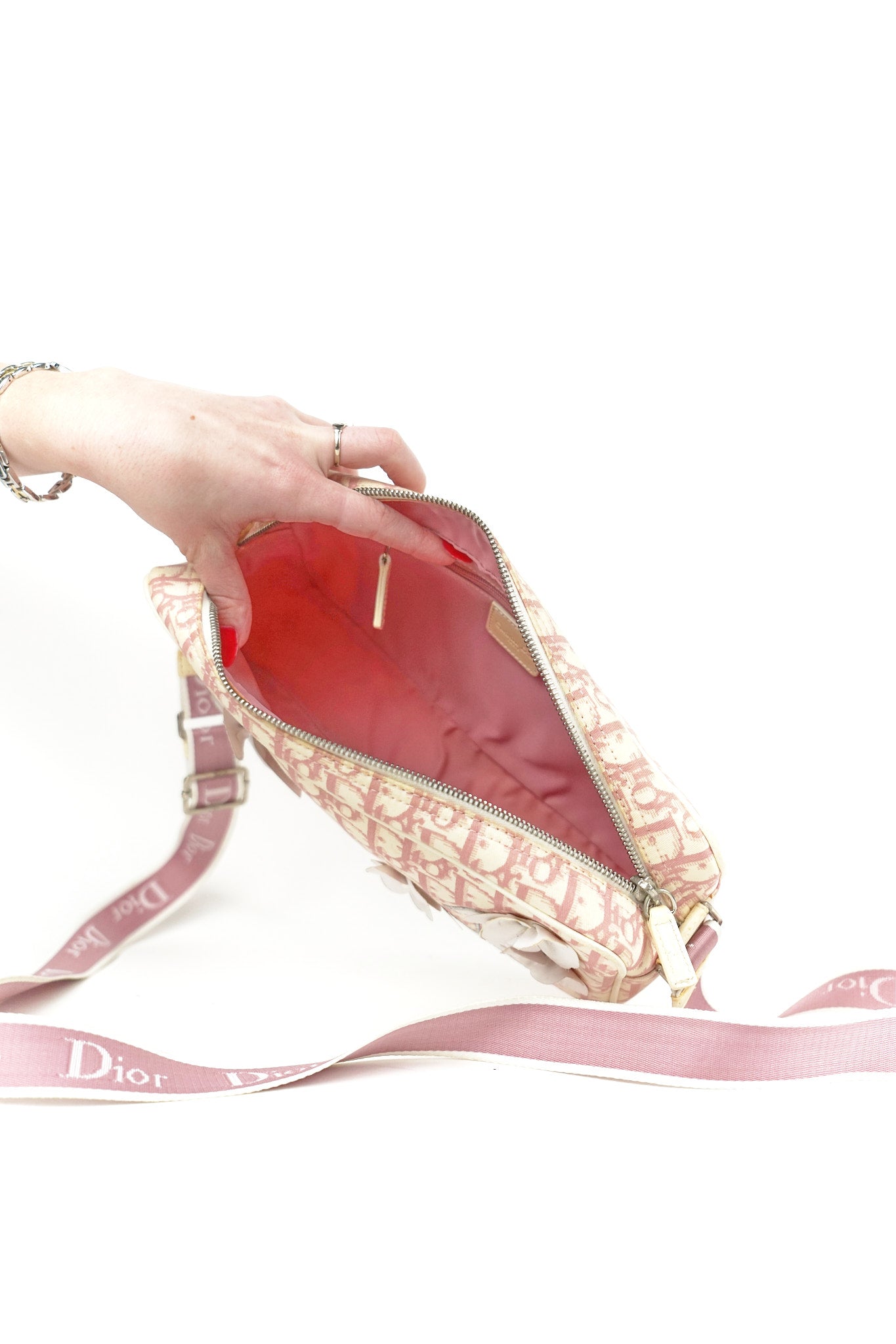 Dior Pink Rhinestone Flower Crossbody Bag