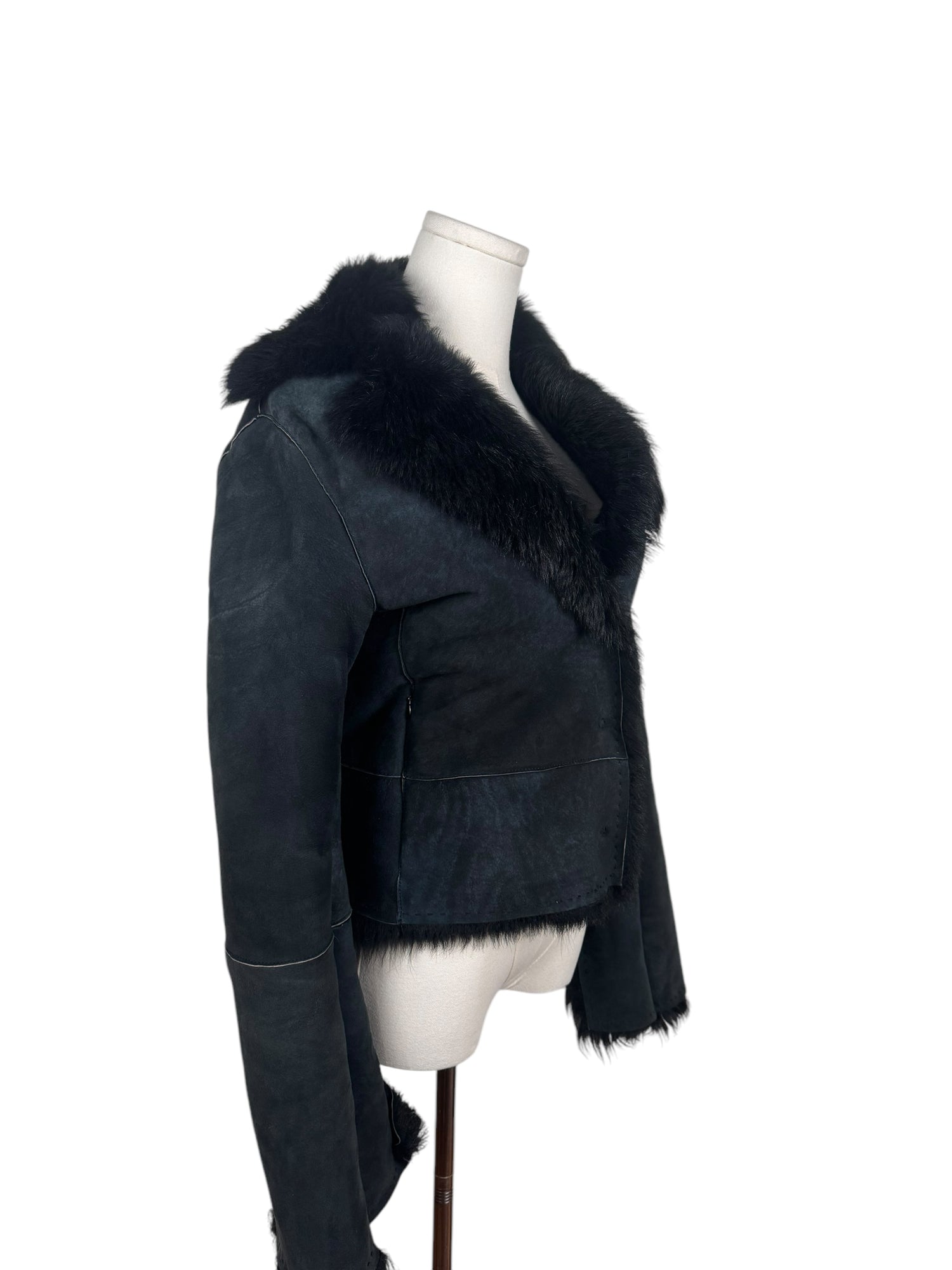 Navy Vintage Fur Jacket