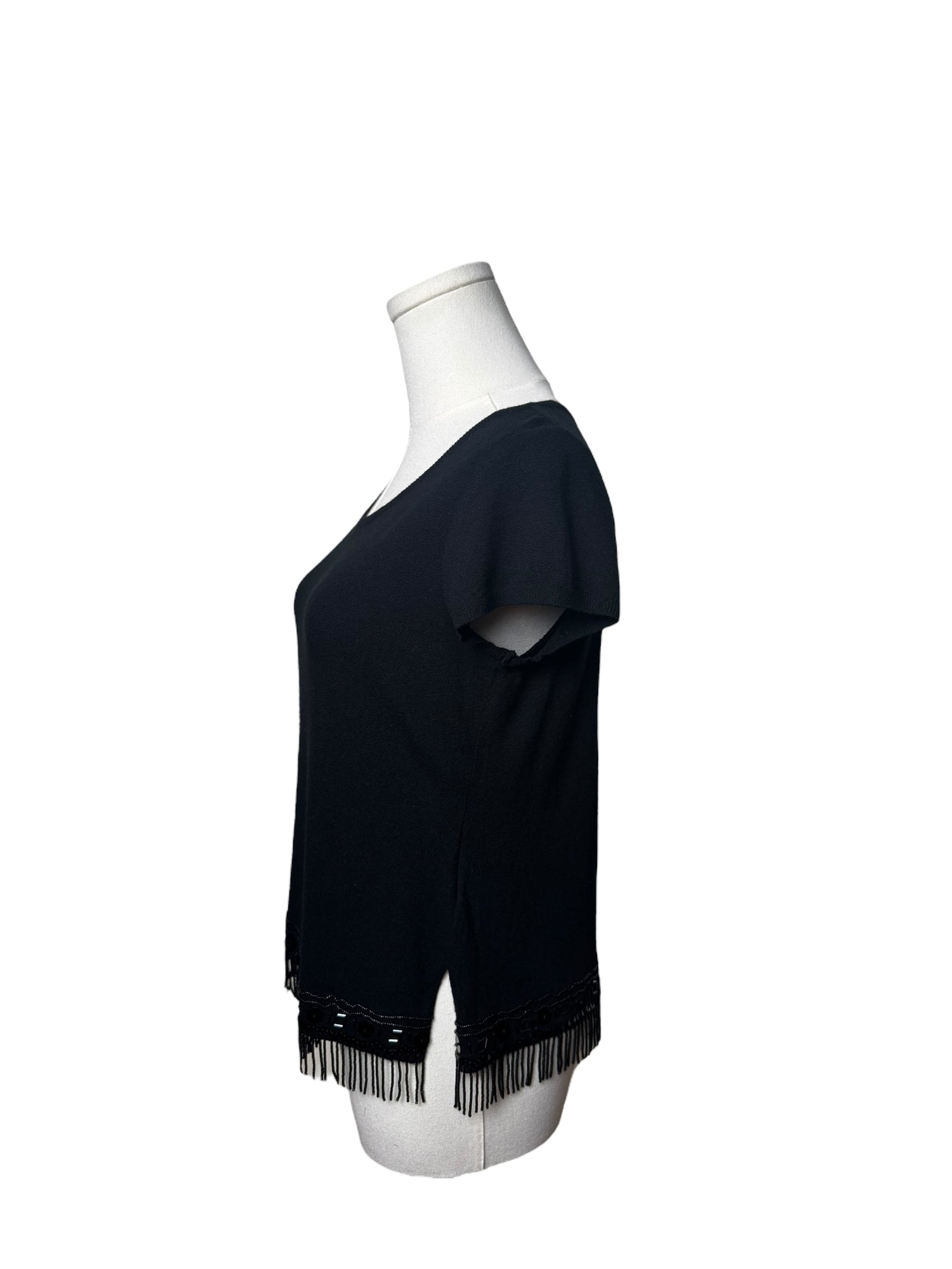 Yves Saint Laurent Black Beaded Fringe Top