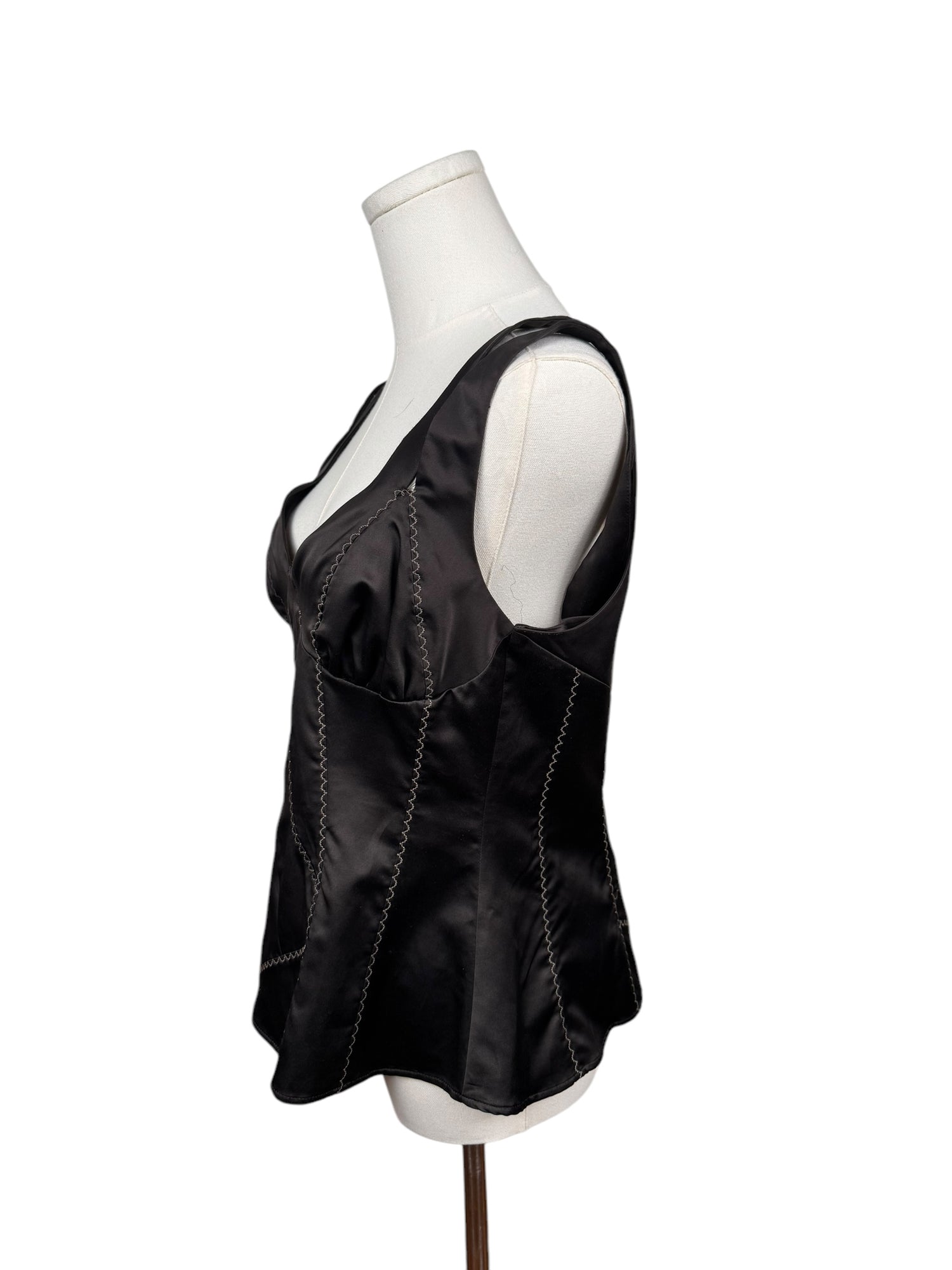 Roberto Cavalli Black Embroidered Silk Tank