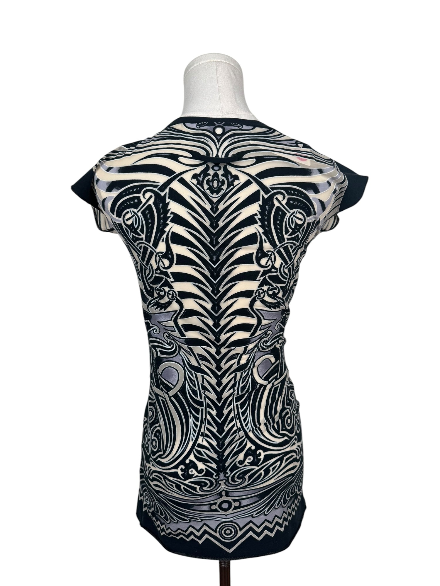 Jean Paul Gaultier Black & White Tribal Print Top