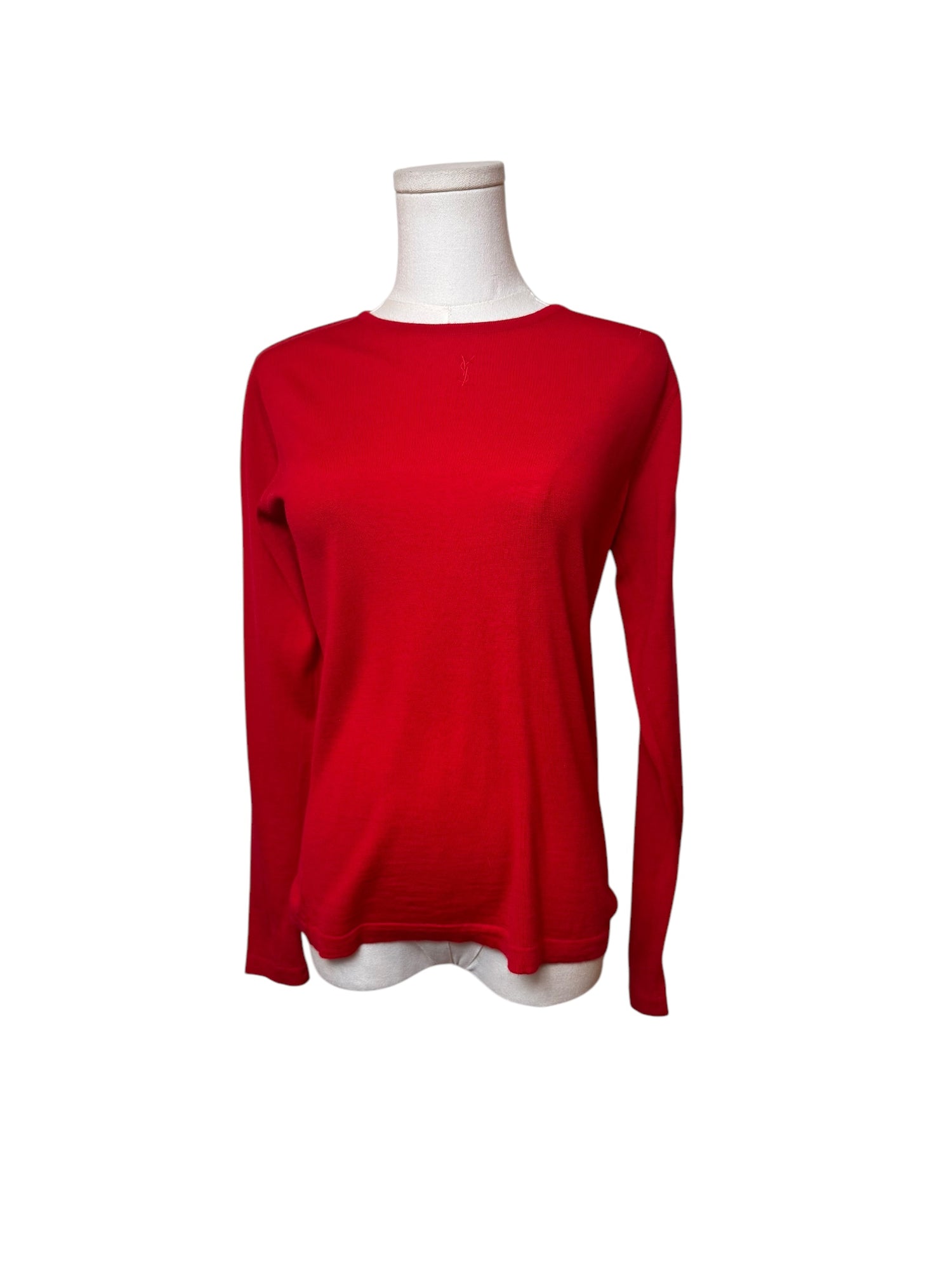 YSL Red Knit Long Sleeve Top