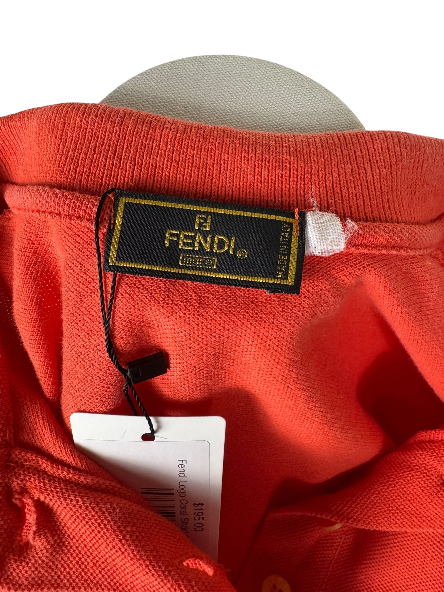 Fendi Logo Coral Short Sleeve Polo