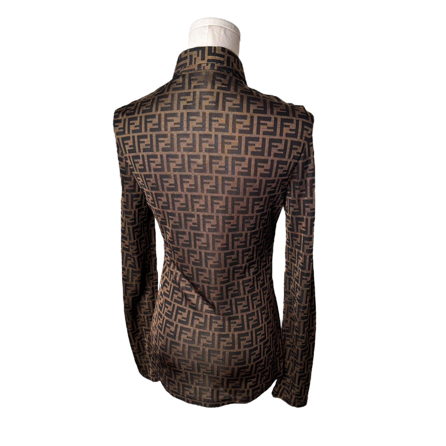 Fendi Long Sleeve Zucca Print Button Up